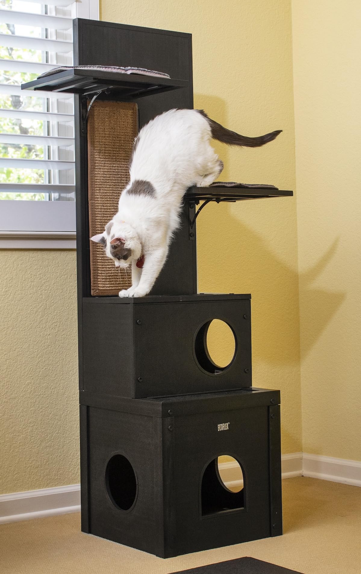 New Age Pet ECOFLEX Kitty Climber Cat Tree - Espresso Black - Moisture & Odor Resistant, Easy Assembly & Cleaning-10 Year Warran