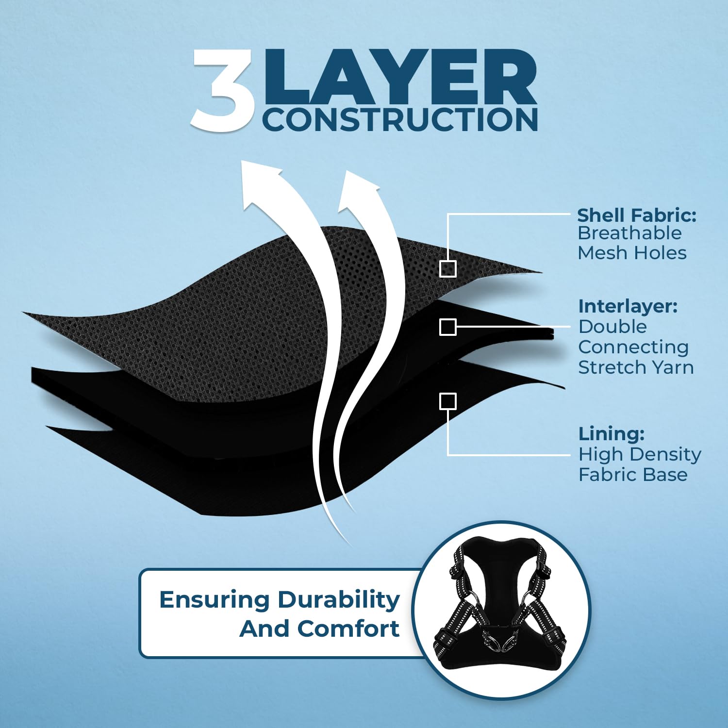 Best Pet Supplies Voyager Adjustable Dog Vest Harness Breathable No Pull Harness For Small, Medium, Large Dogs, Heavy Duty Harness For Walking, Jogging, Easy Step-In, Reflective Stripes - (Black), S