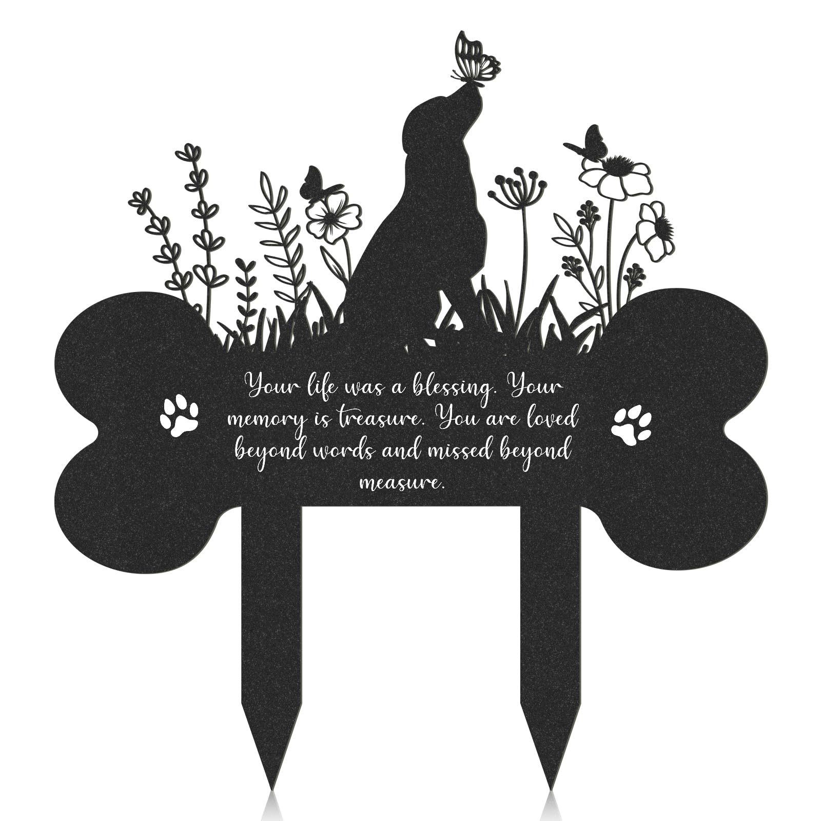 Rngmsi Pet Grave Markers Dog, Metal Dog Memorial Garden Markers Decorations For Cemetery, Pets Waterproof Grave Stakes Plaque Pe