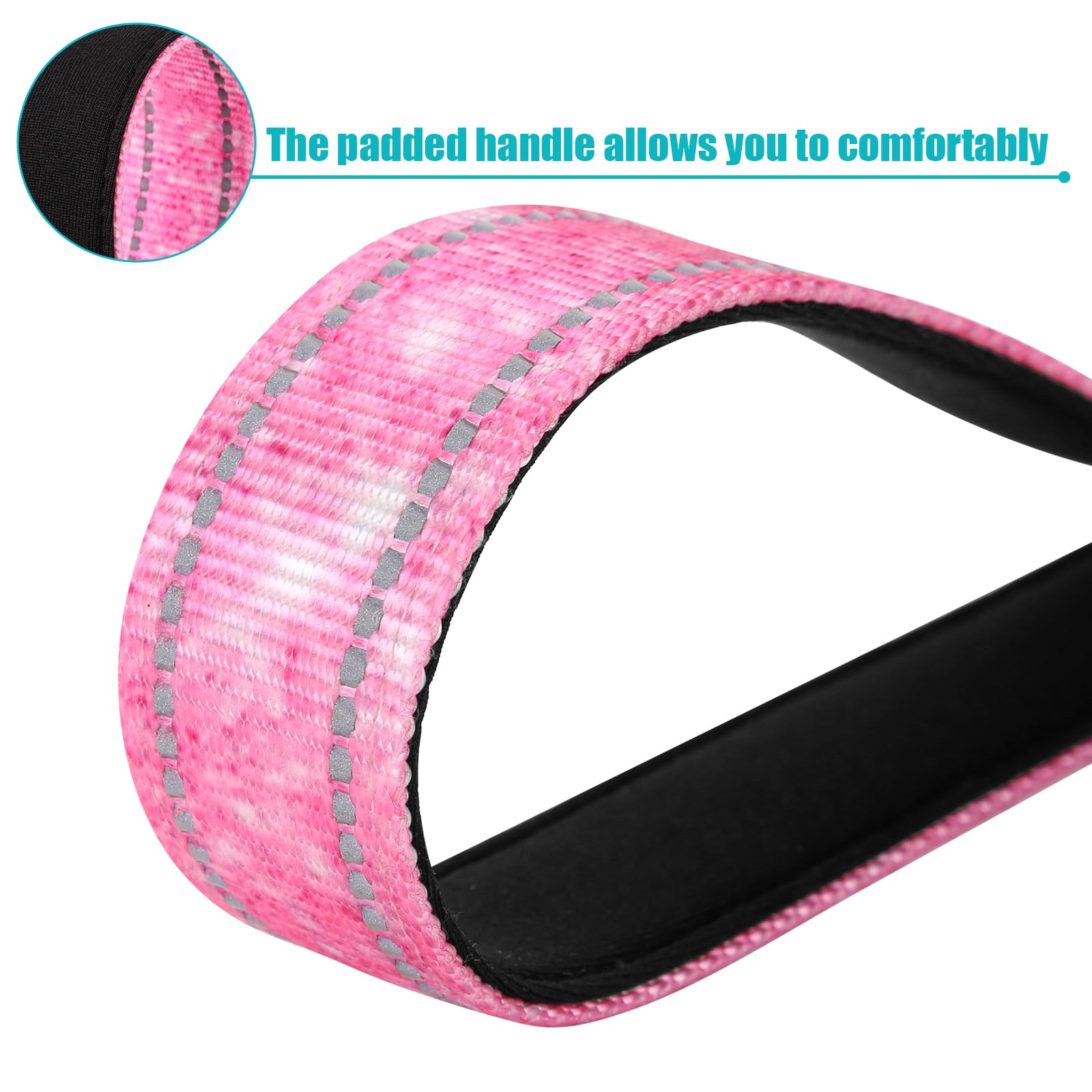 Reflective Nylon Padded Handle Short Dog Leash - For Large And Medium Dogs (Glitter)