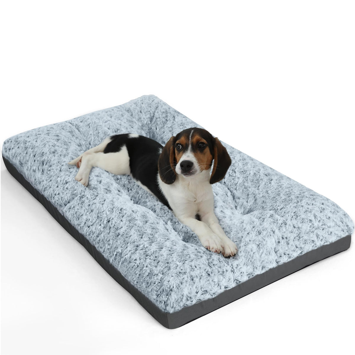 Pocblue Deluxe Washable Dog Bed For Small Dogs Dog Crate Mat 24 Inch Comfy Fluffy Kennel Pad Anti-Slip For Dogs Up To 25 Lbs, 24' X 17', Grey