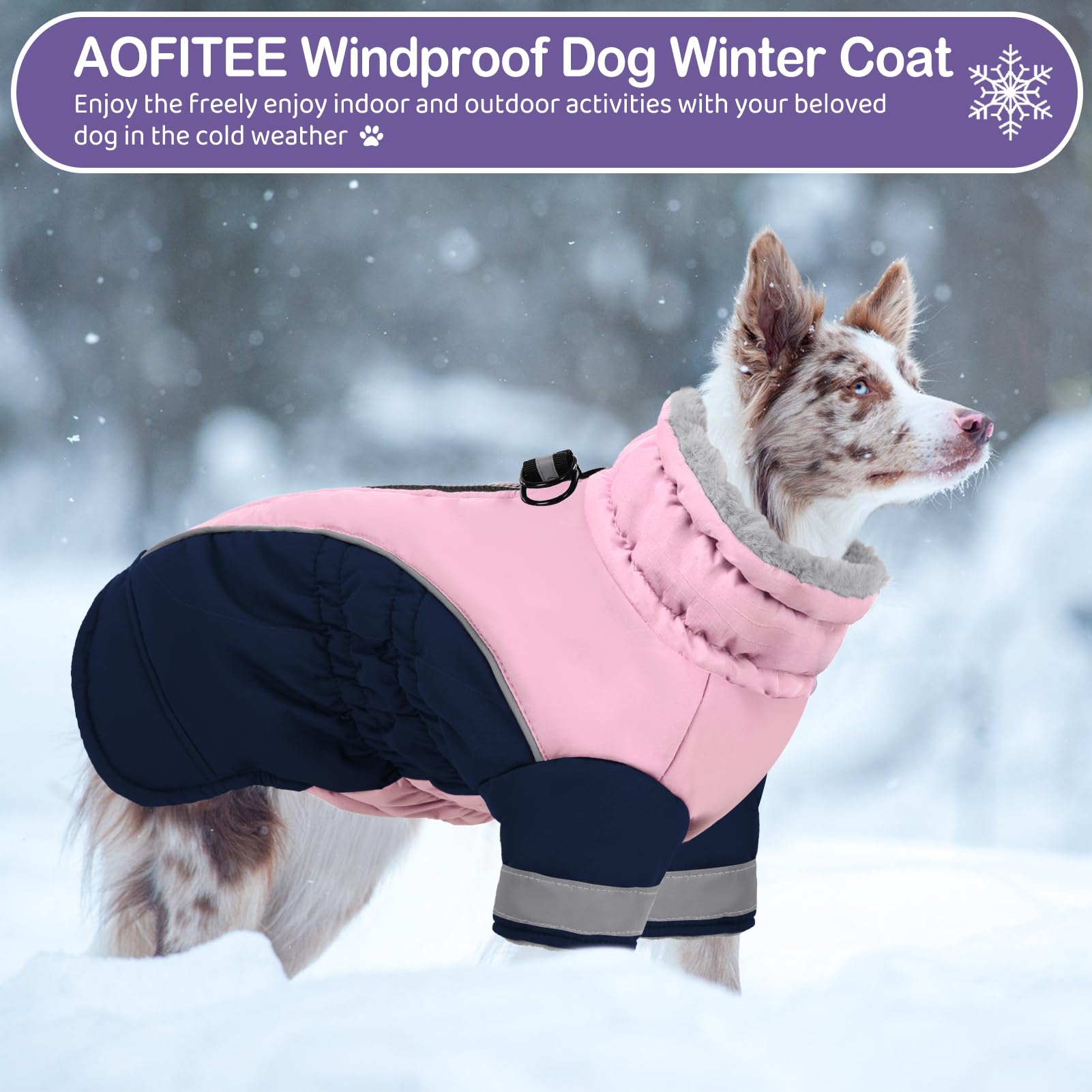 AOFITEE Dog Coat Warm Dog Winter Jacket for Small Dogs, Windproof Dogs Winter Coat with Harness Built in, Turtleneck Fleece Pet