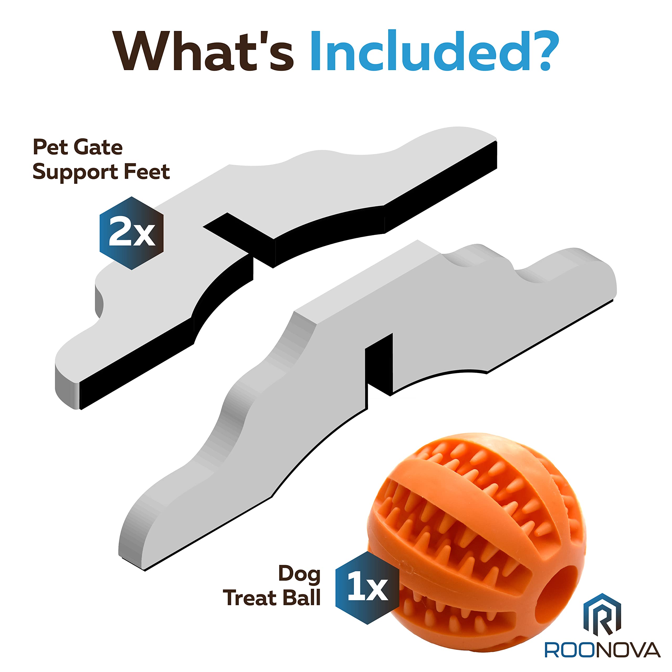 ROONOVA: 2 Pack Freestanding Pet Gate Support Feet | Indoor and Outdoor Fence Barrier and Stairs Panel Support Feet | Complete w