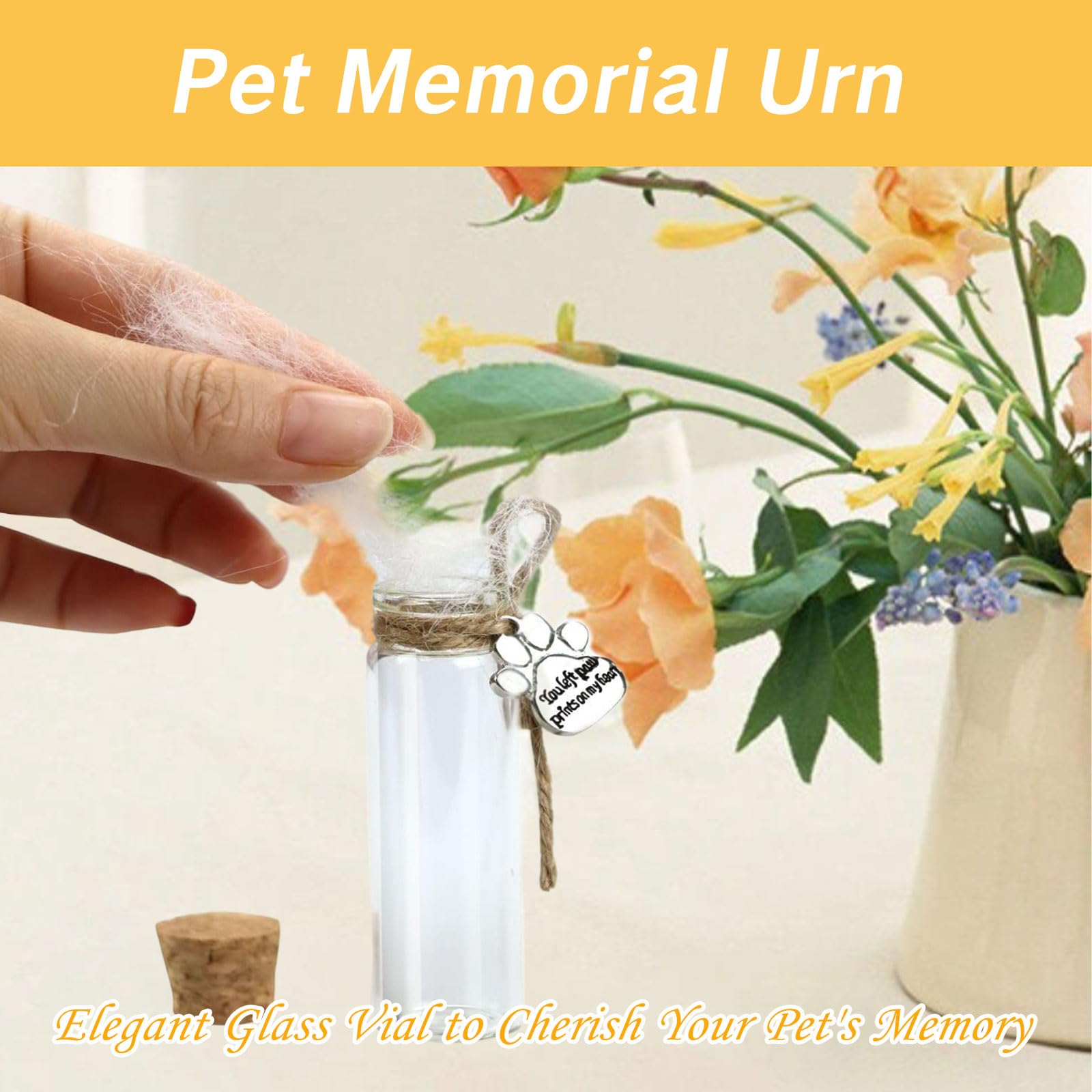 Uaiagm 2Pcs Hair Locket Keepsake For Pet Glass Vial For Ashes Or Hair Cat Jar Pet Memorial Keepsakes Dog Fur Memorial Bottle Loc