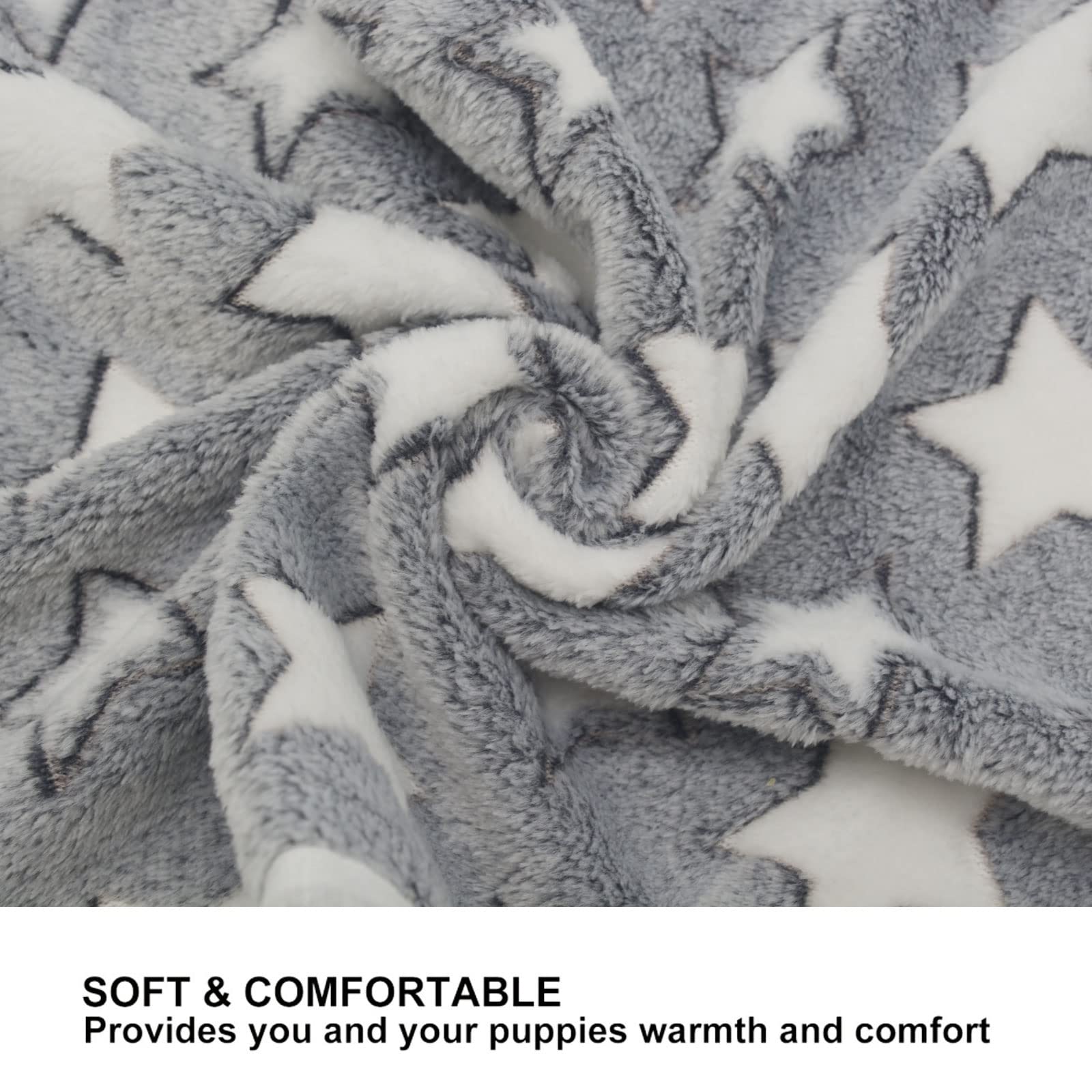 1 Pack 3 Puppy Blankets Cat Dog Blankets Super Soft Warm Sleep Mat Grey Star Cute Print Blanket Fluffy Fleece Pet Blanket Flannel Throw For Small Dogs Puppy Dogs Cats Large(40'X30')