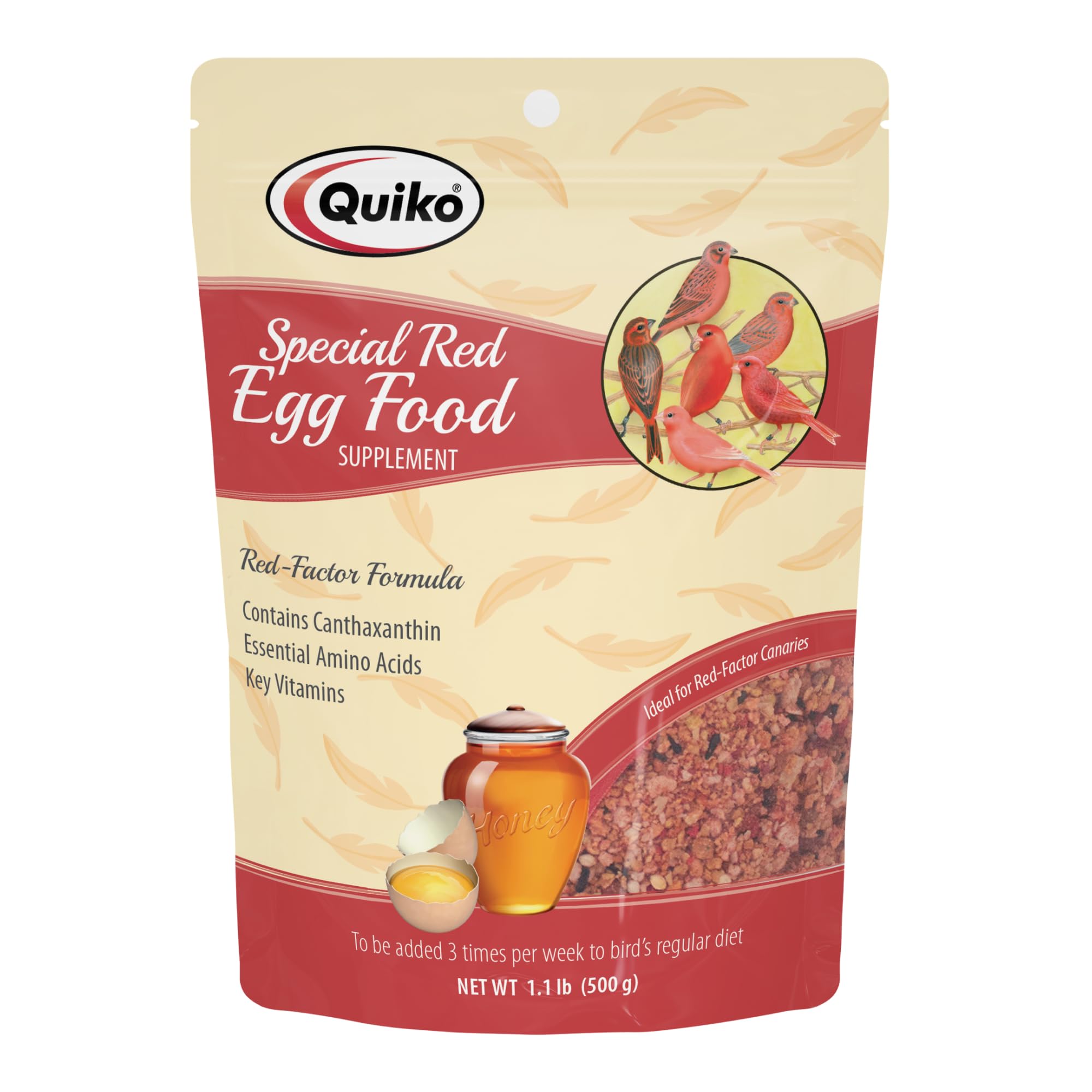 Quiko Special Red Egg Food Supplement, Red-Factor Formula With Canthaxanthin For Canaries, 1.1 Lb. Pouch