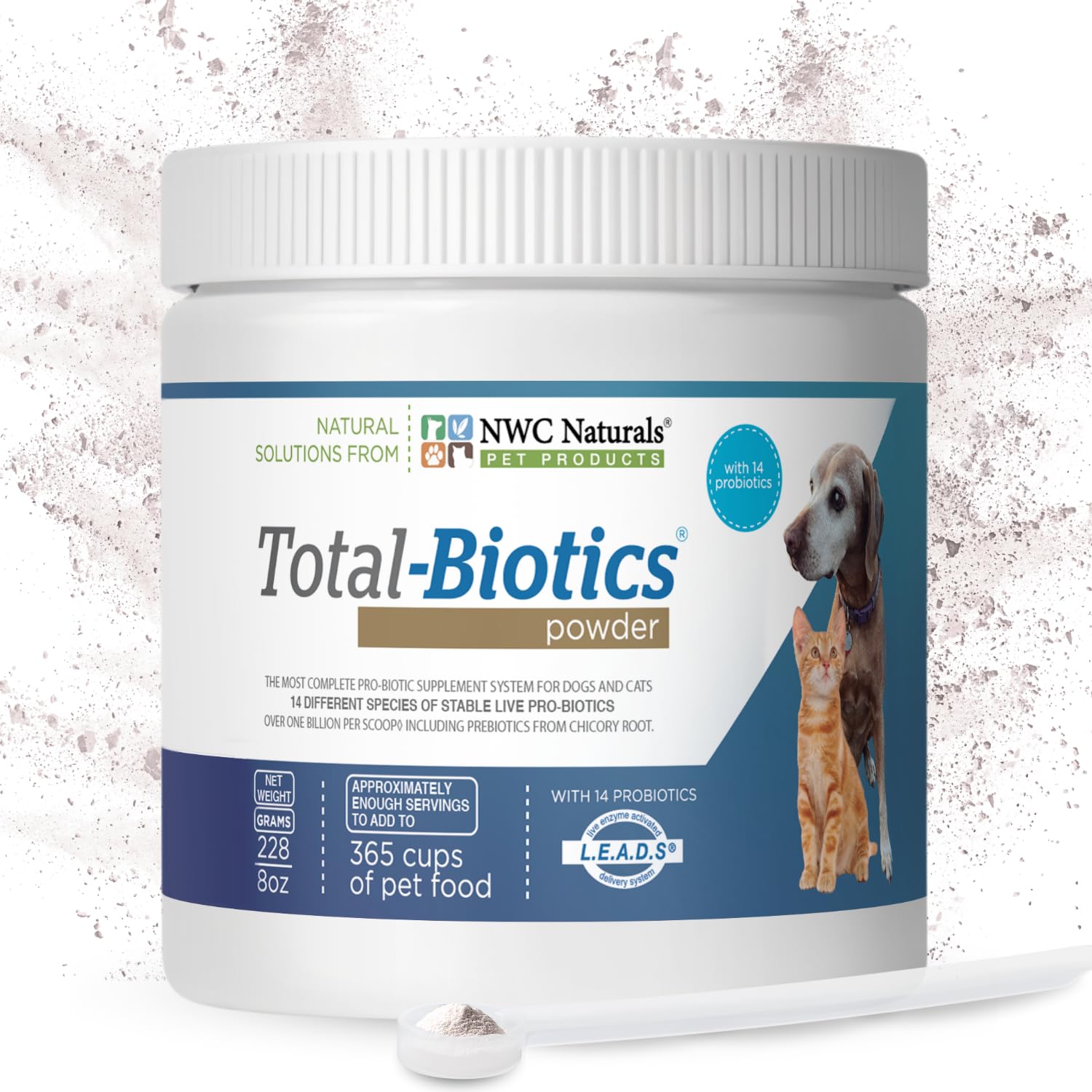 NWC Naturals Total-Biotics, Cat & Dog Probiotics for Digestive Health with Prebiotic, Unflavored Probiotic for Dogs & Cats, Supp