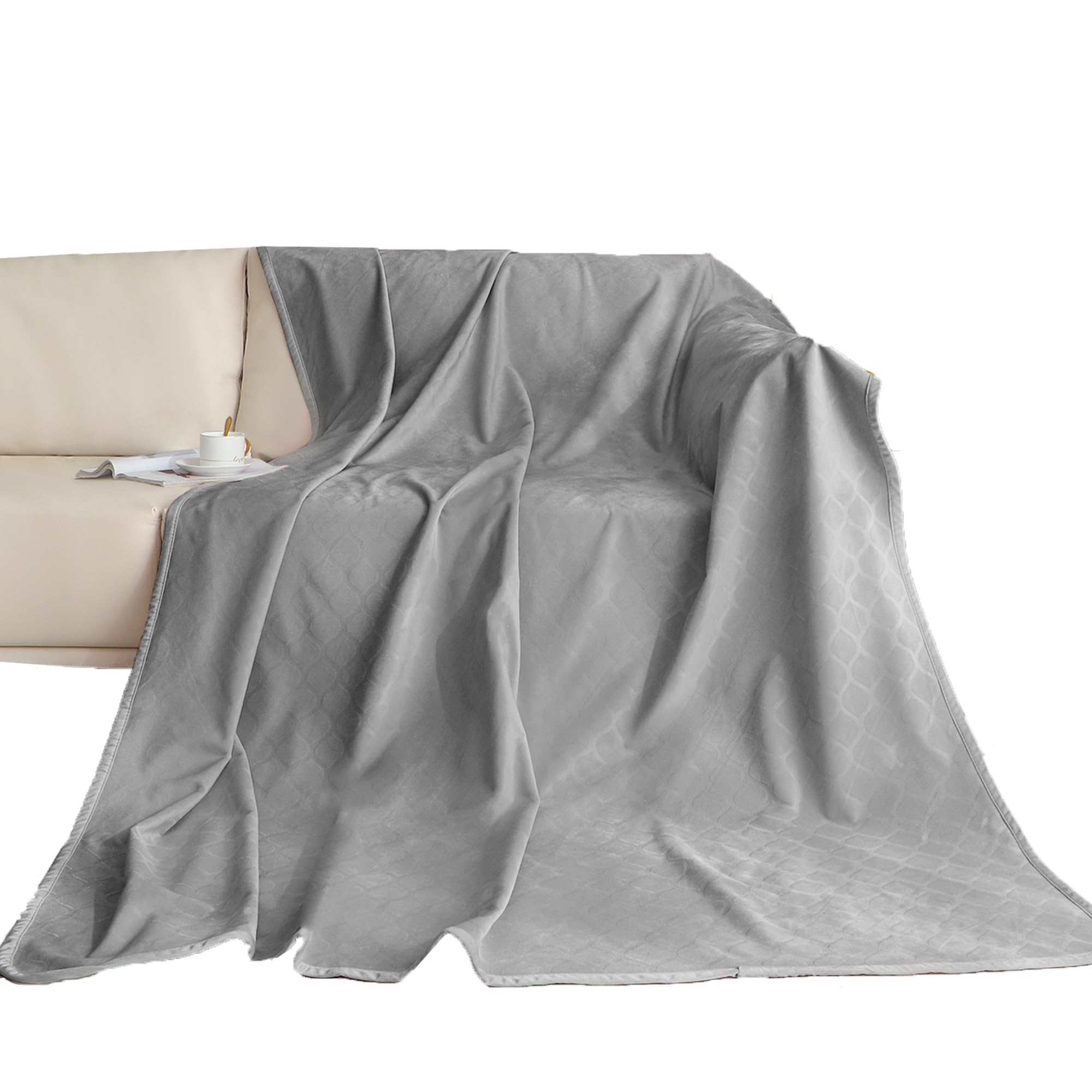 Fuguitex Waterproof Dog Blanket Bed Cover Dog Crystal Velvet Moroccan Fuzzy Cozy Plush Pet Blanket Throw Blanket For Couch Sofa(40 * 60 Inch, Light Grey+Grey)