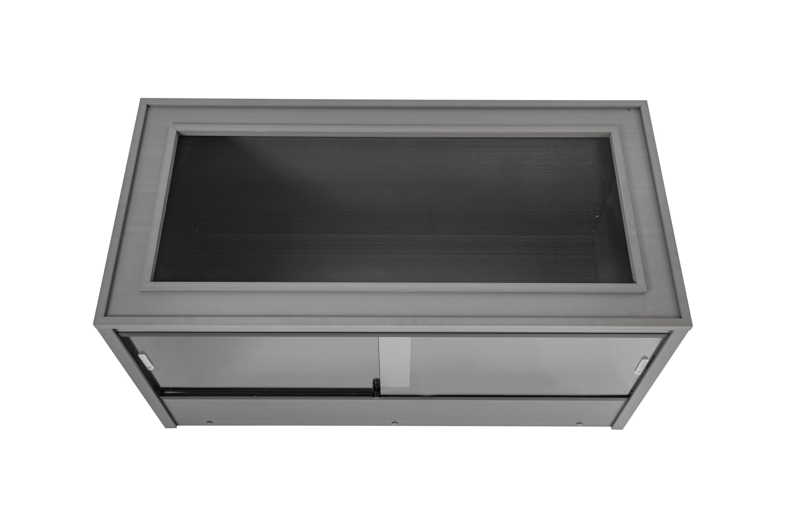 New Age Pet Ecoflex 48-Inch Mojave Reptile Lounge In Grey- Durable Wood Plastic Composite Habitat With Vented Side Panels, Removable Sliding Glass Doors & Lock, Easy Assembly