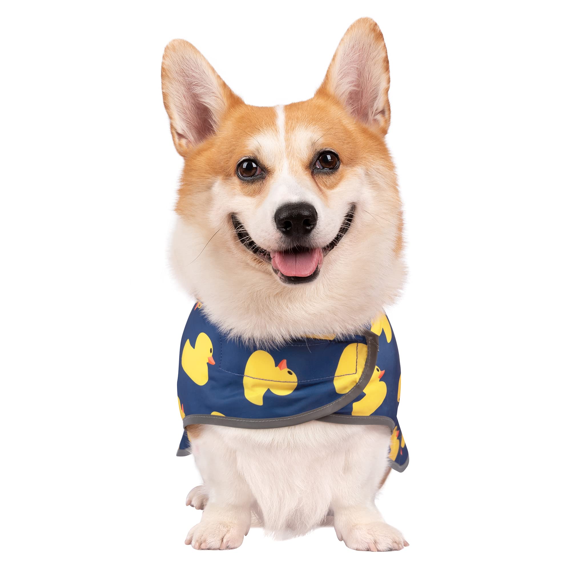 Dog Raincoat With Hood And Leash Hole, Adjustable Belly Strap, Reflective Strips, Lightweight Slicker Poncho Rain Jacket Coat Fo