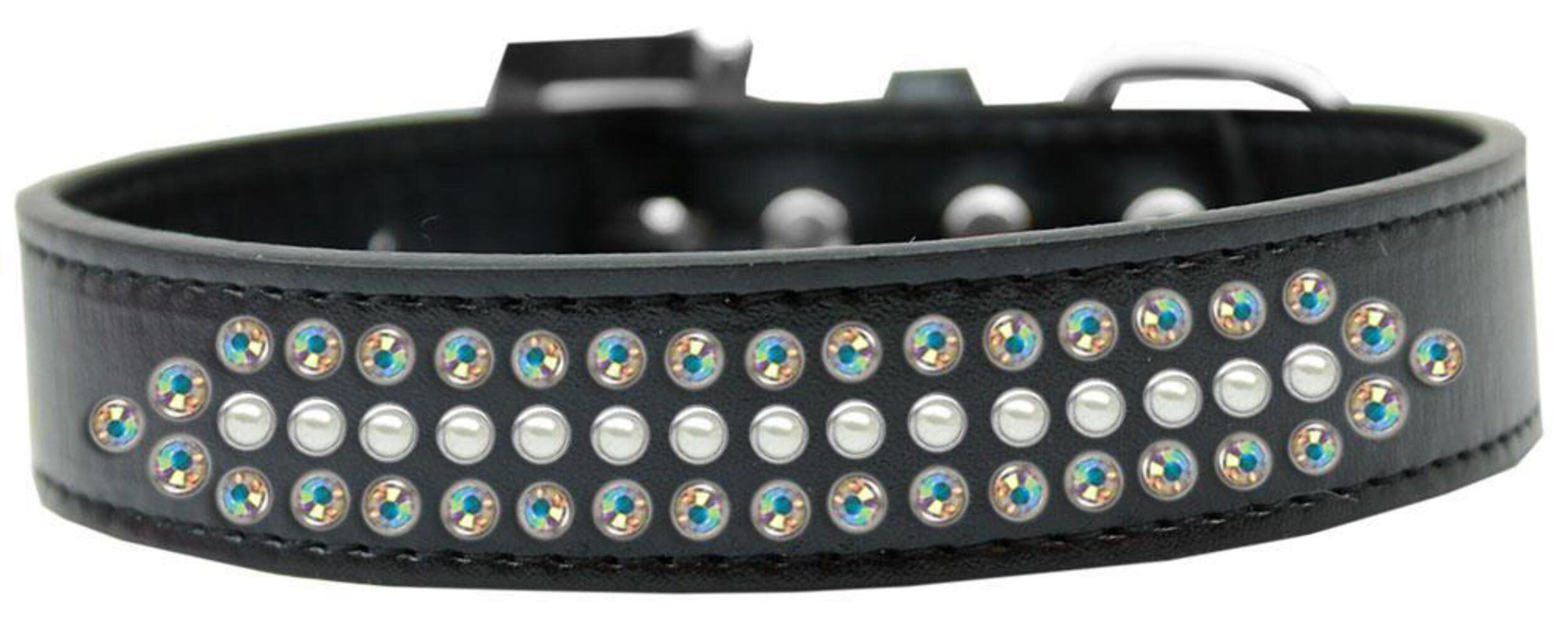 Dog, Puppy and Pet Fashion Collar, Ritz Pearl & Aurora Borealis Crystals Rimsets Red 14
