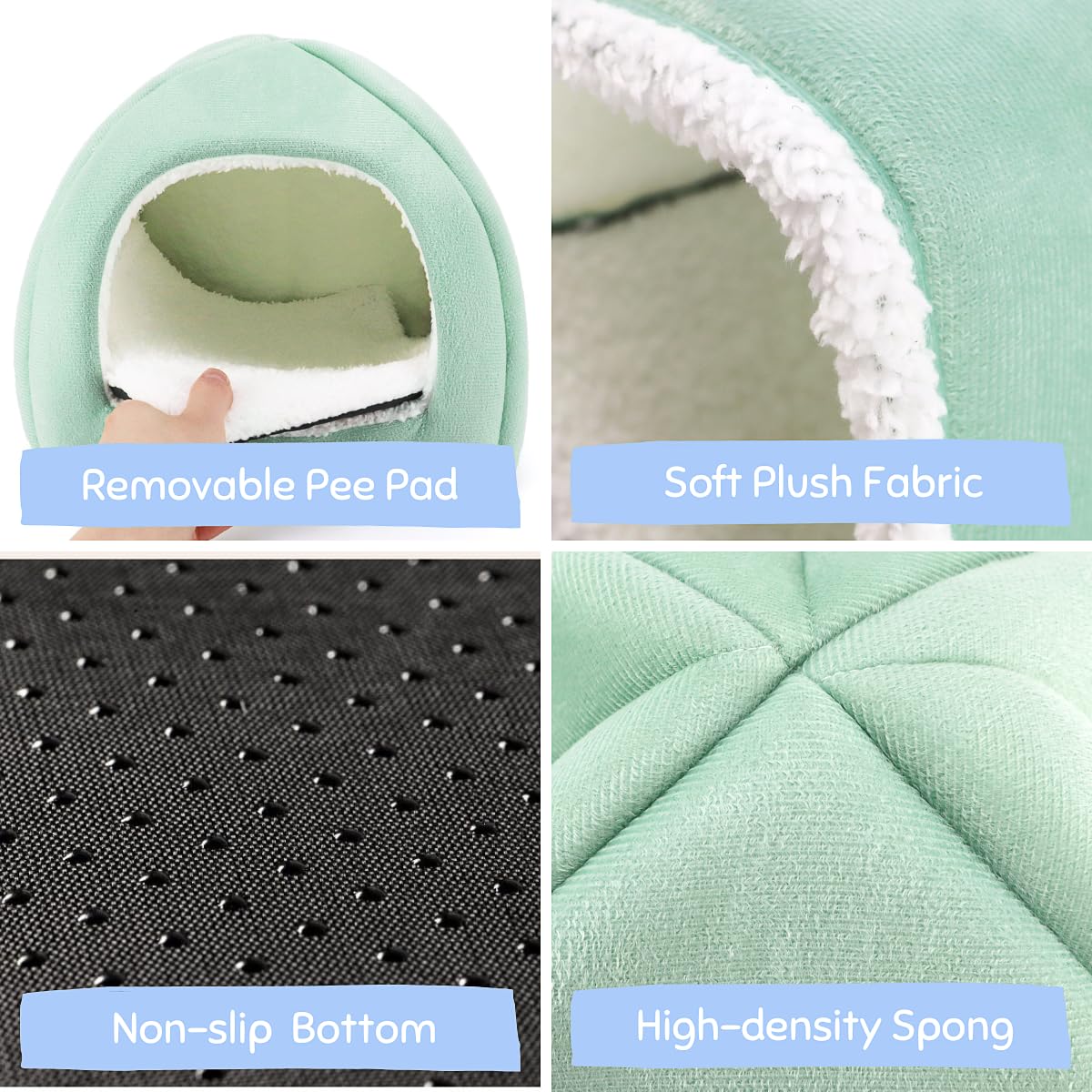 Tierecare Guinea Pig Hideout And Tunnel Set, Soft Plush Bed & Play Tunnel For Guinea Pigs, Rabbits, Ferrets, Small Animals - Was