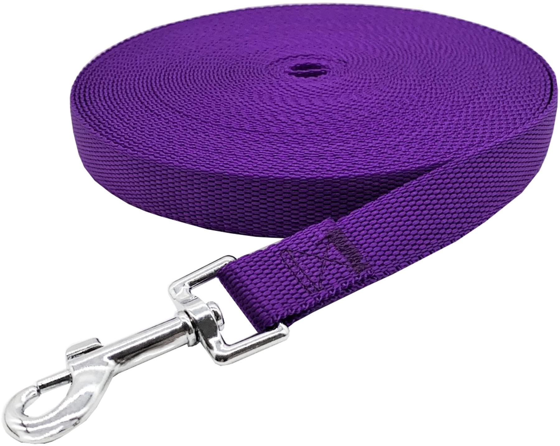 Nylon Training Dog Leash For Small Medium Large Dogs, 15Ft 20Ft 30Ft 50Ft Long Leash Dog/Puppy Lead For Obedience Recall Training, Camping (1' X 20Ft, Purple)