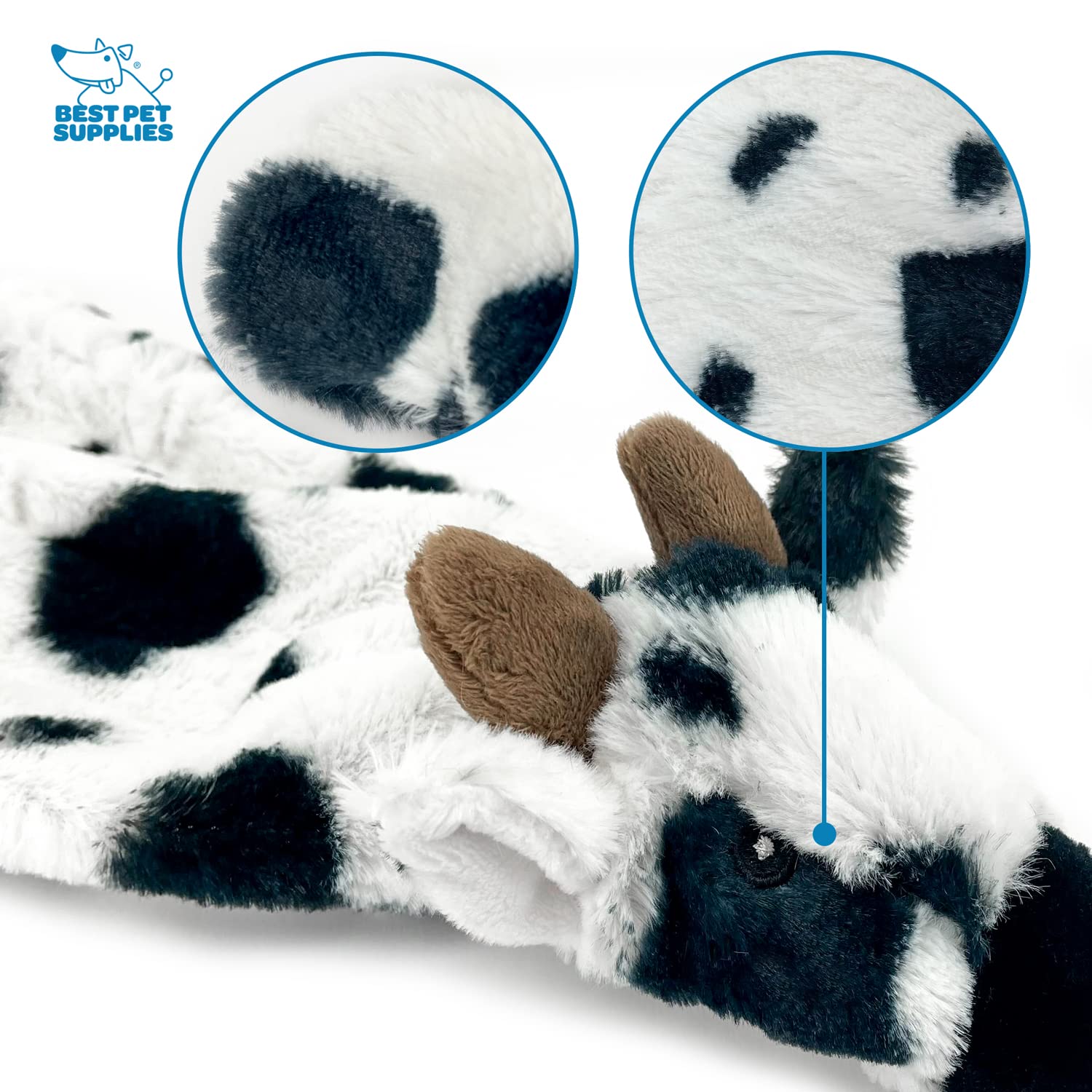 Best Pet Supplies 2-In-1 Stuffless Squeaky Dog Toys With Soft, Durable Fabric For Small, Medium, And Large Pets, No Stuffing For Indoor Play, Holds A Plastic Bottle - Cow, Monkey, Medium