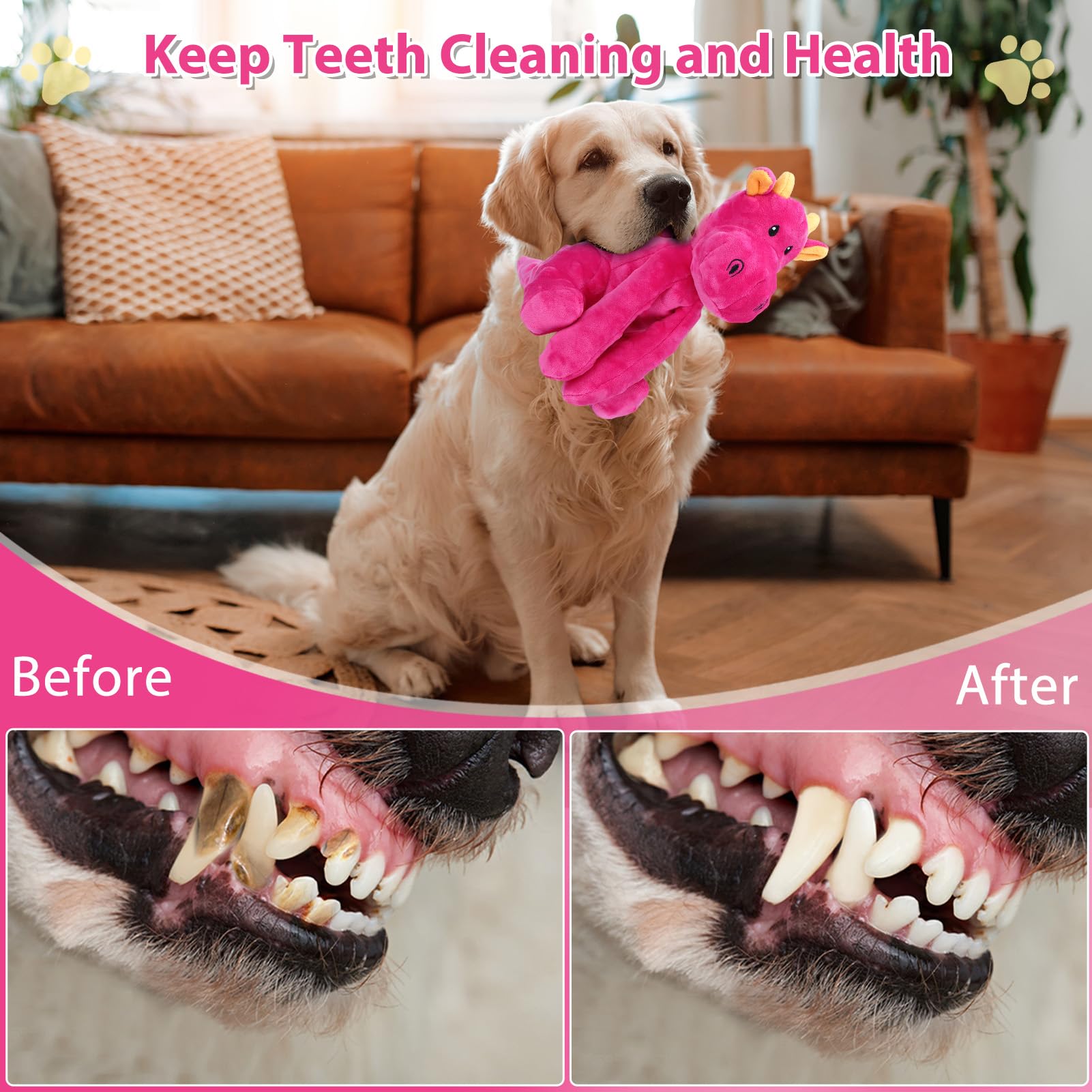 Letsmeet Dog Toys For Large Plush Dog Chew Toy With Squeaker And Crinkle Paper, Interactive Puppy Toys To Reduce Boredom And Anx