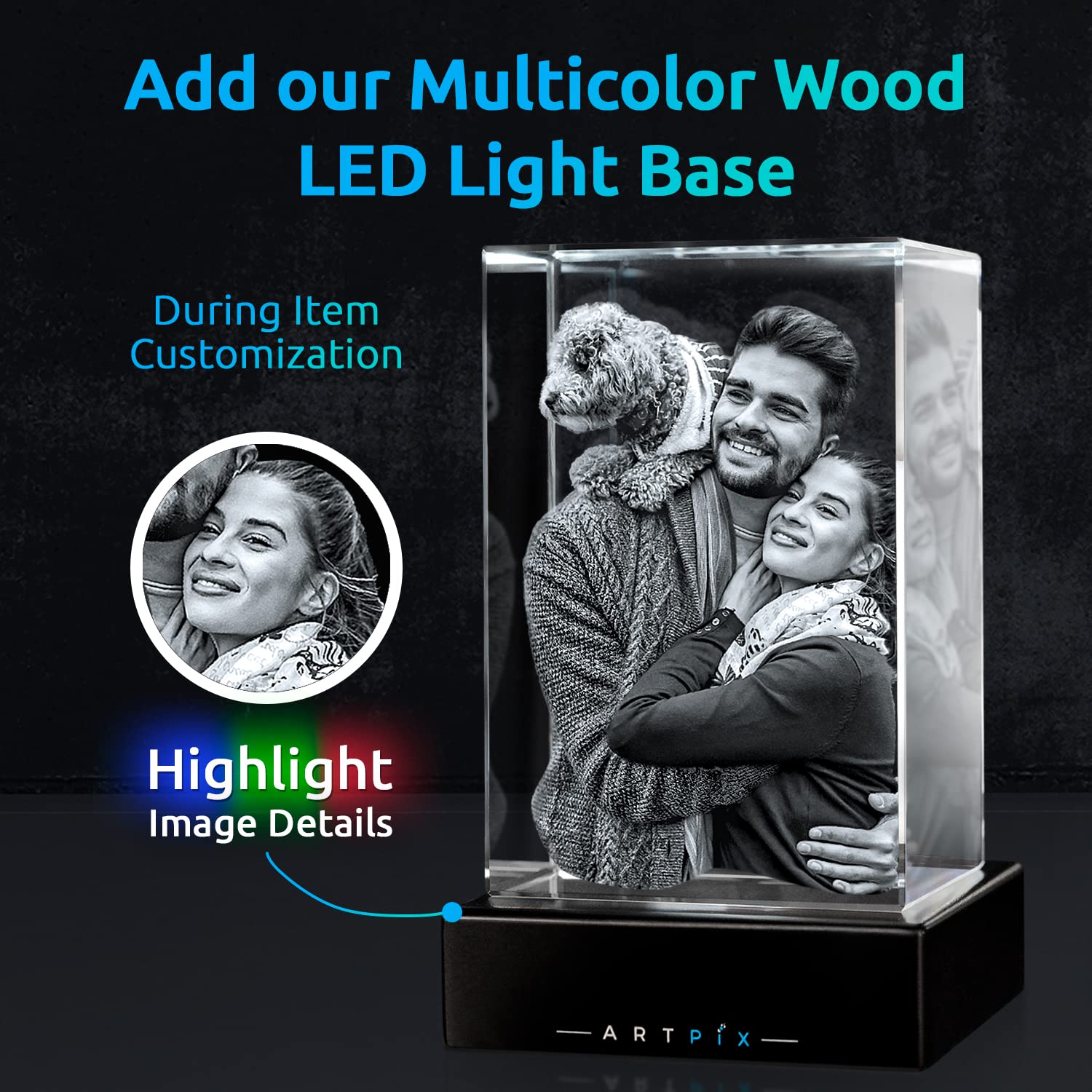Artpix 3D Crystal Photo, Personalized Dog Memorial Gifts With Your Own Photo For Dog Lovers, Pet Owners, 3D Laser Etched Picture