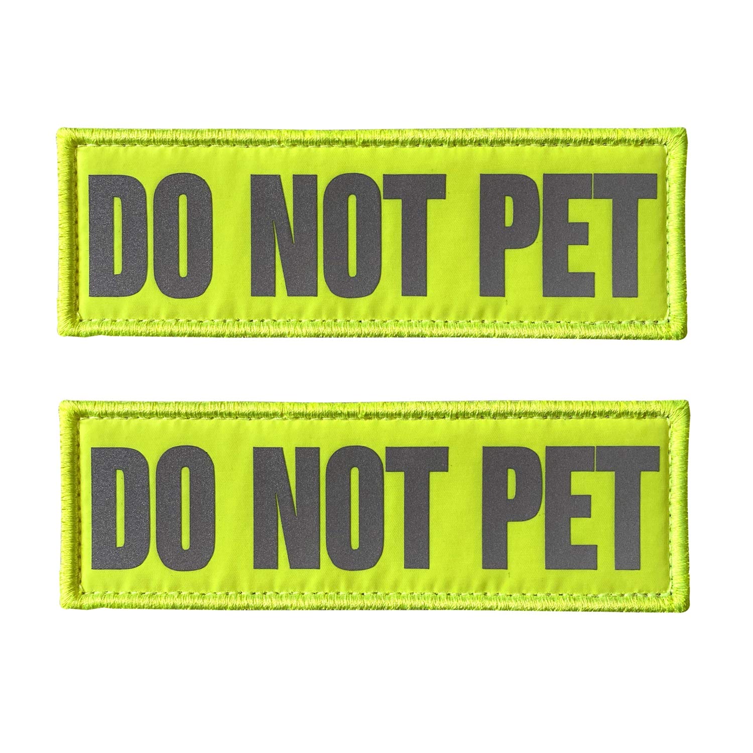 Jujupups Reflective Dog Patches 2 Pack Service Dog,In Training,Do Not Pet Tags For Hook And Loop Patches Vests And Harnesses (Do Not Pet, 5X1.5 Inch)