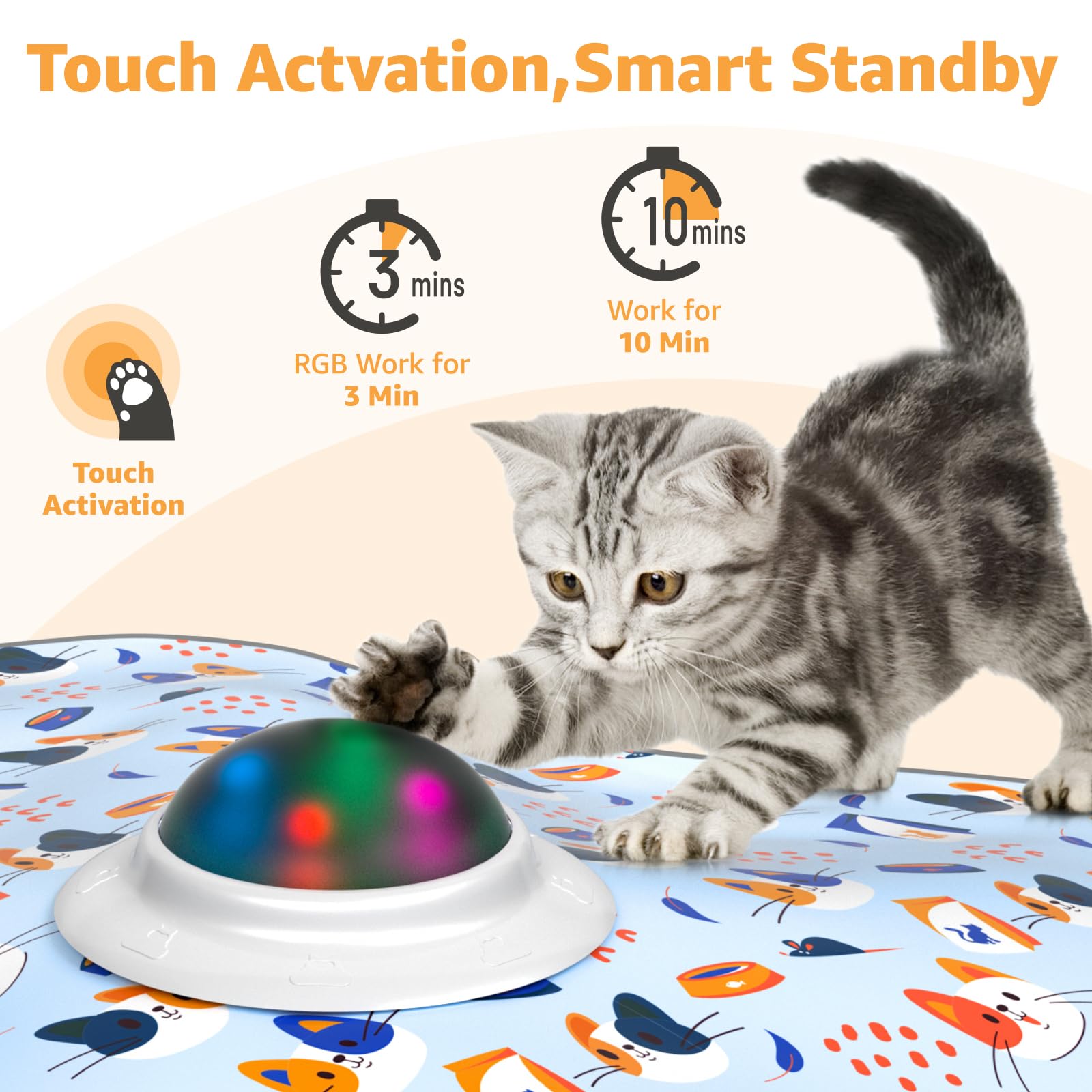 Interactive Cat Toys Rechargeable: Interactive Cats Toy With Chime - Automatic Cat Toys For Indoor Cats, Hide And Seek Toy With