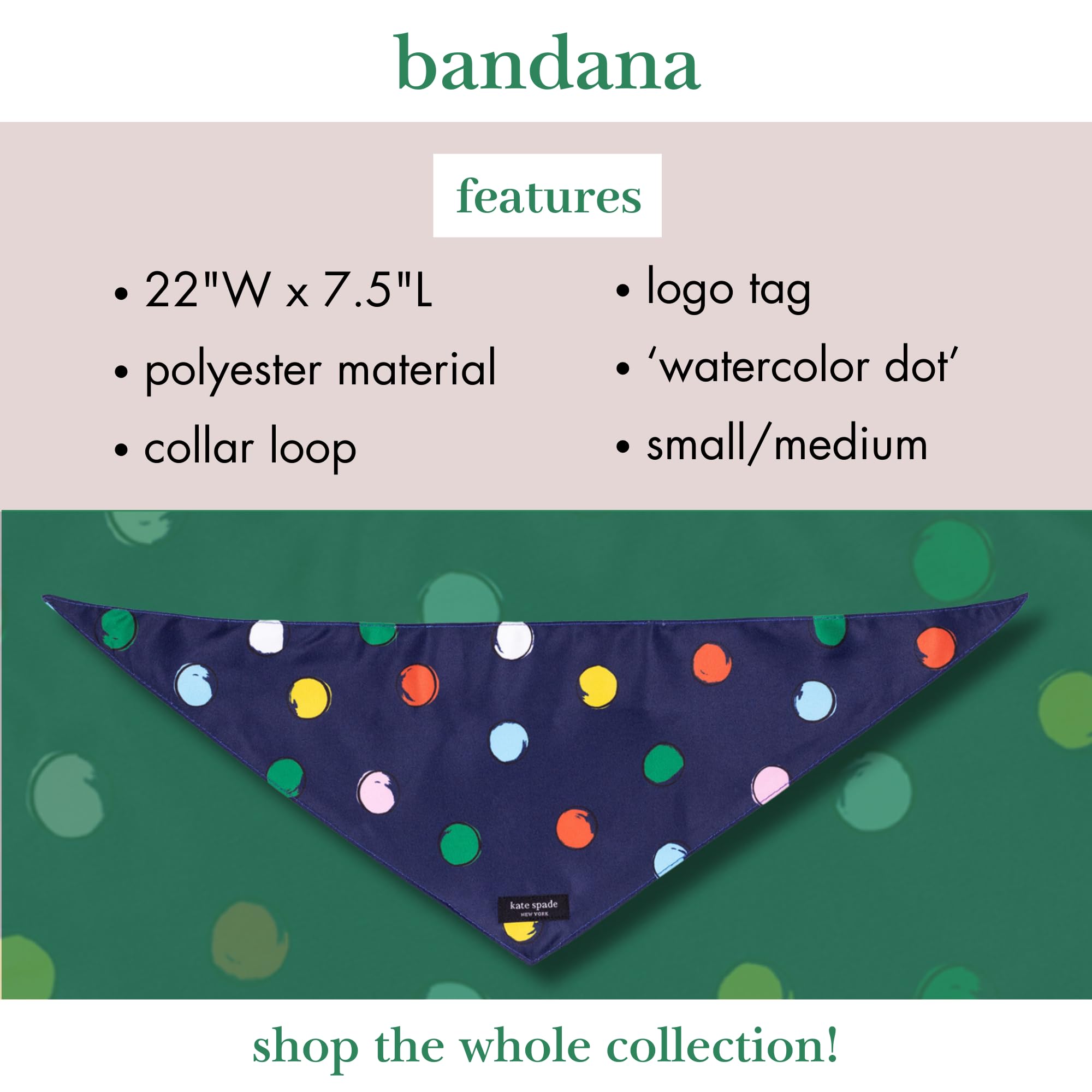 Kate Spade New York Pet Bandana For Boy Or Girl Dogs, Lightweight Bandana For Dog, Cute Dog Scarf For Small Or Medium Pets, Wate