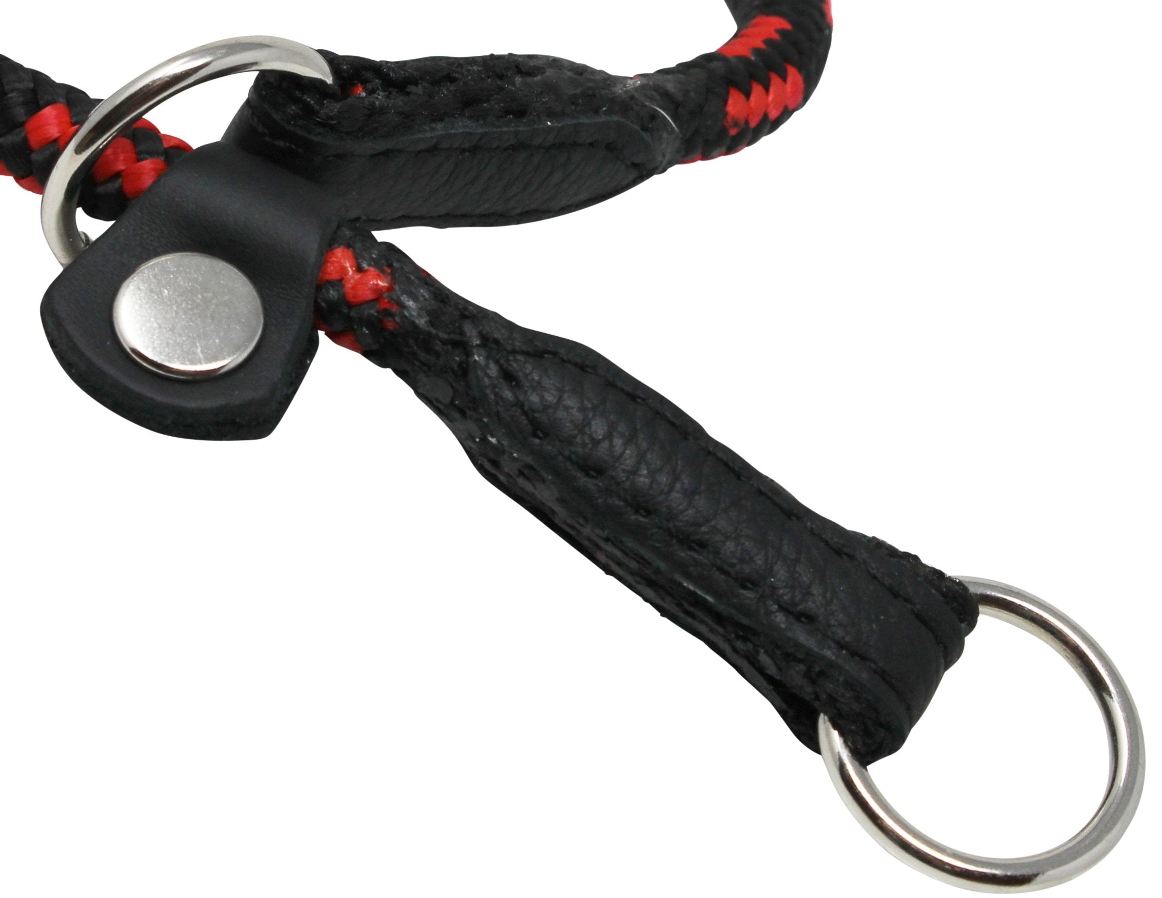 Dogs My Love Round Braided Rope Nylon Choke Dog Collar With Sliding Stopper (16' Long; 0.3' Diam (8Mm), Red/Black)