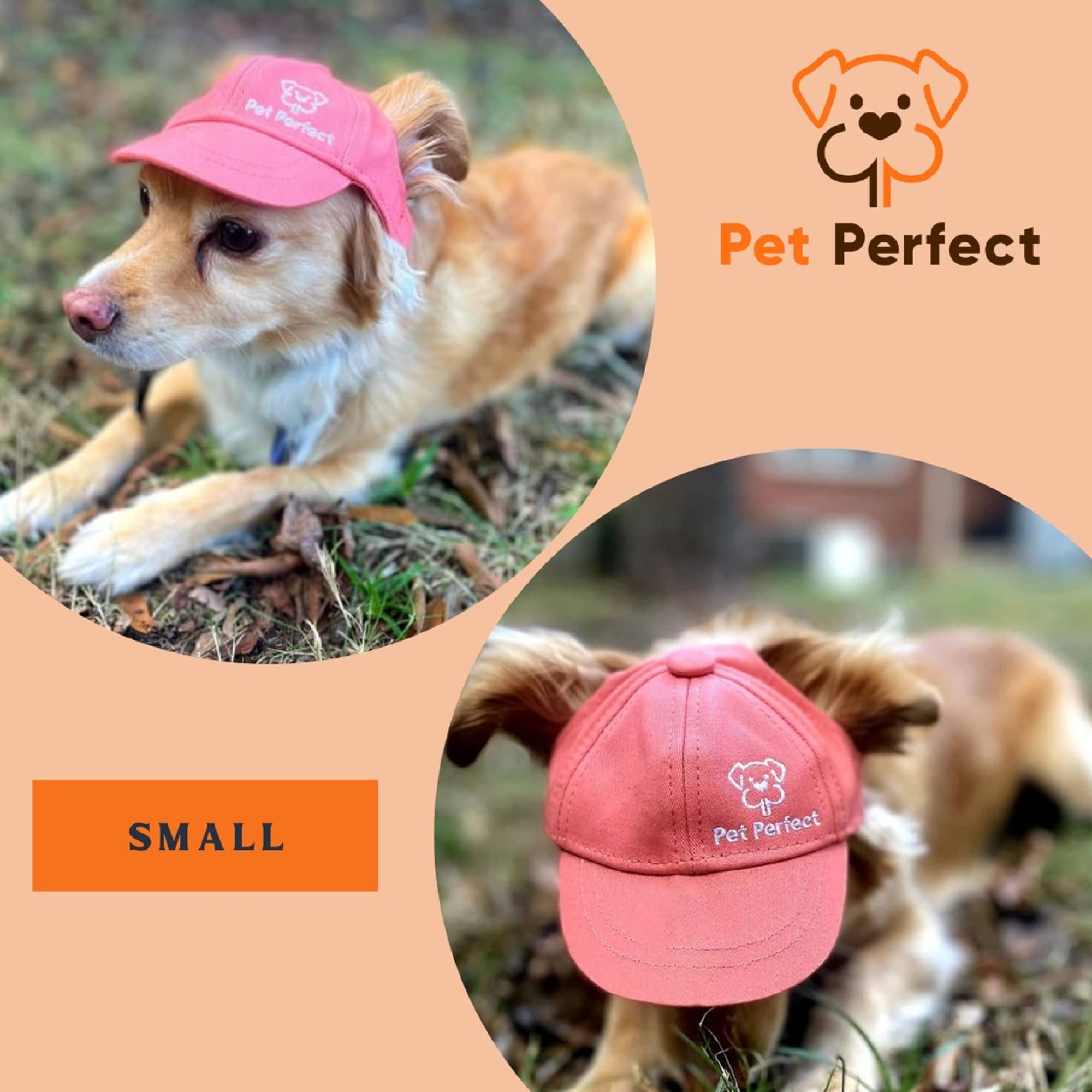 Pet Perfect Dog Baseball Cap - Pink, Small To Extra Large, Adjustable Strap, Sun Protection