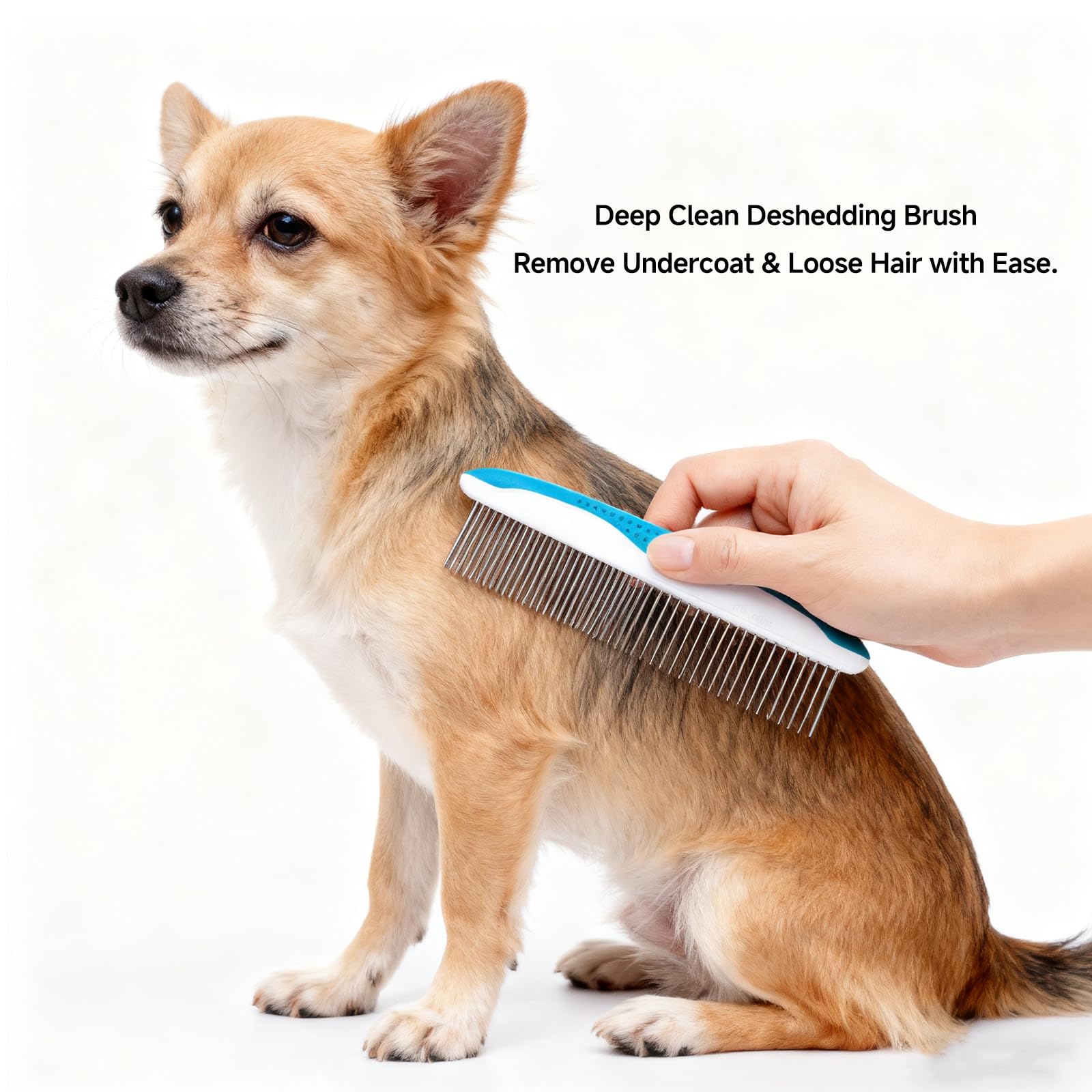 4 Pack Pet Grooming Kit - Deshedding Rake, Fine Tooth Comb, Grooming Gloves & Bath Brush for Dogs,Cats and Horses - Skin Friendl