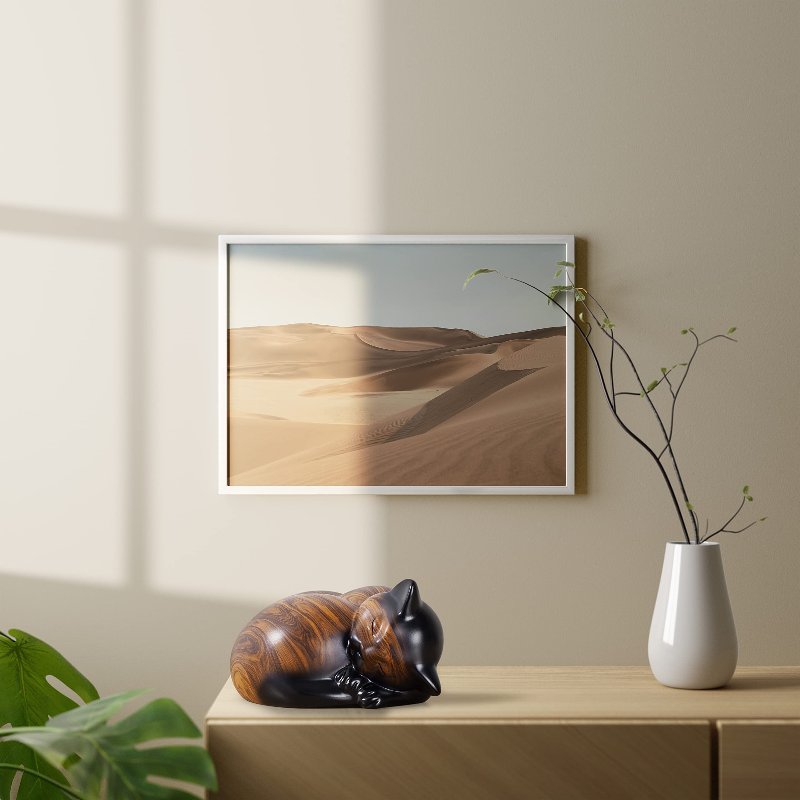 Kriss Art Pet Urns,Sleeping Resin Cremation Cat Urn, Cat Urns For Ashes, Small Animal Urn (Brown)