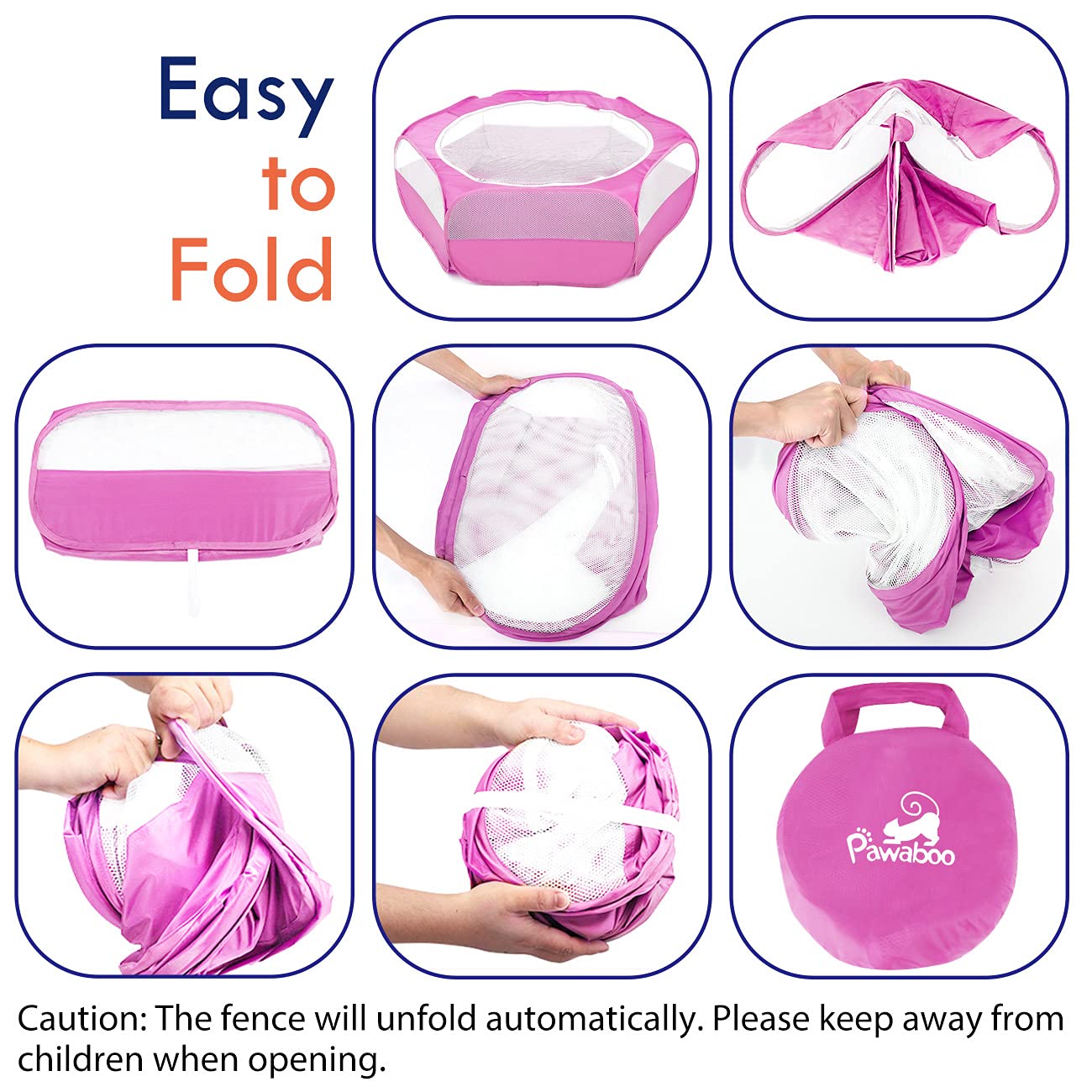 Pawaboo Small Animals Playpen, Waterproof Small Pet Cage Tent With Zippered Cover, Portable Outdoor Yard Fence With 3 Metal Rod