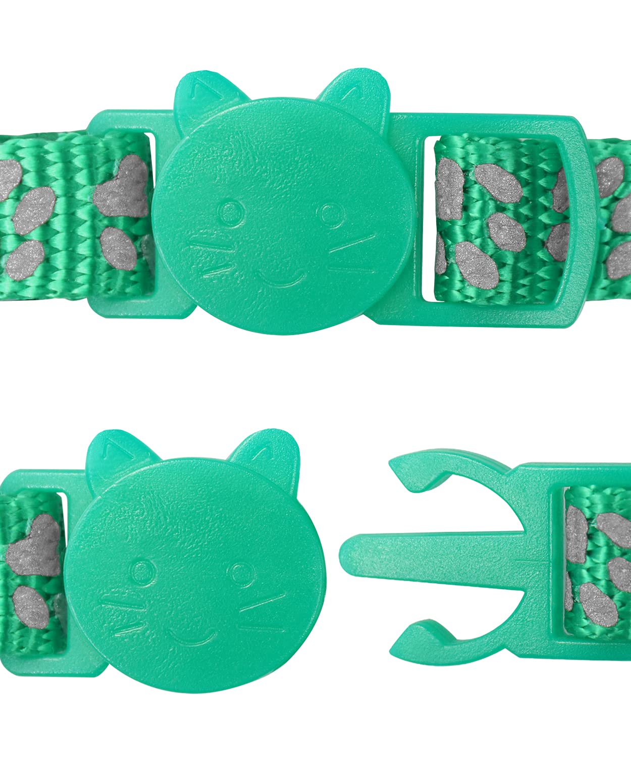 Taglory Reflective Cat Collars Breakaway With Bell, 2 Pack Girl Boy Pet Kitten Collar Adjustable 7.5-12.5 Inch, Turquoise