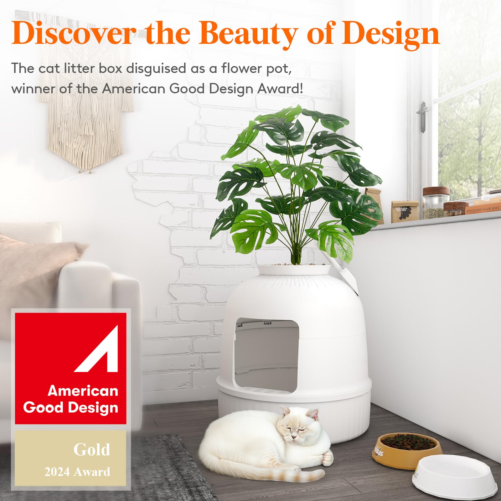 Lifewit 2 Pack Litter Box Cat With Faux Plant & Scoop, Hidden Enclosure Litter Tray With Odor Control & Carbon Filter In Living