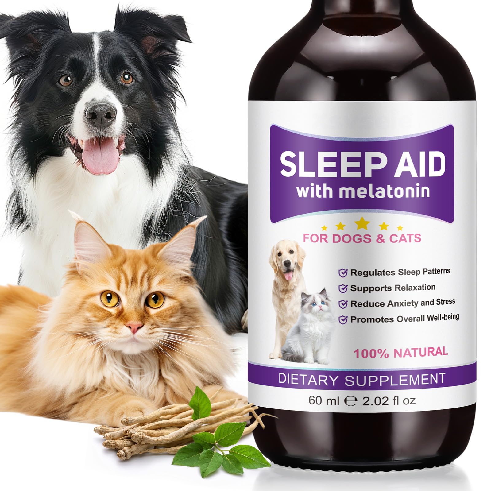Melatonin for Pets, Melatonin for Dogs, Sleep Aid for Dogs, Melatonins for Cats, Support Aanxiety & Stress Relief, Promotes Rela