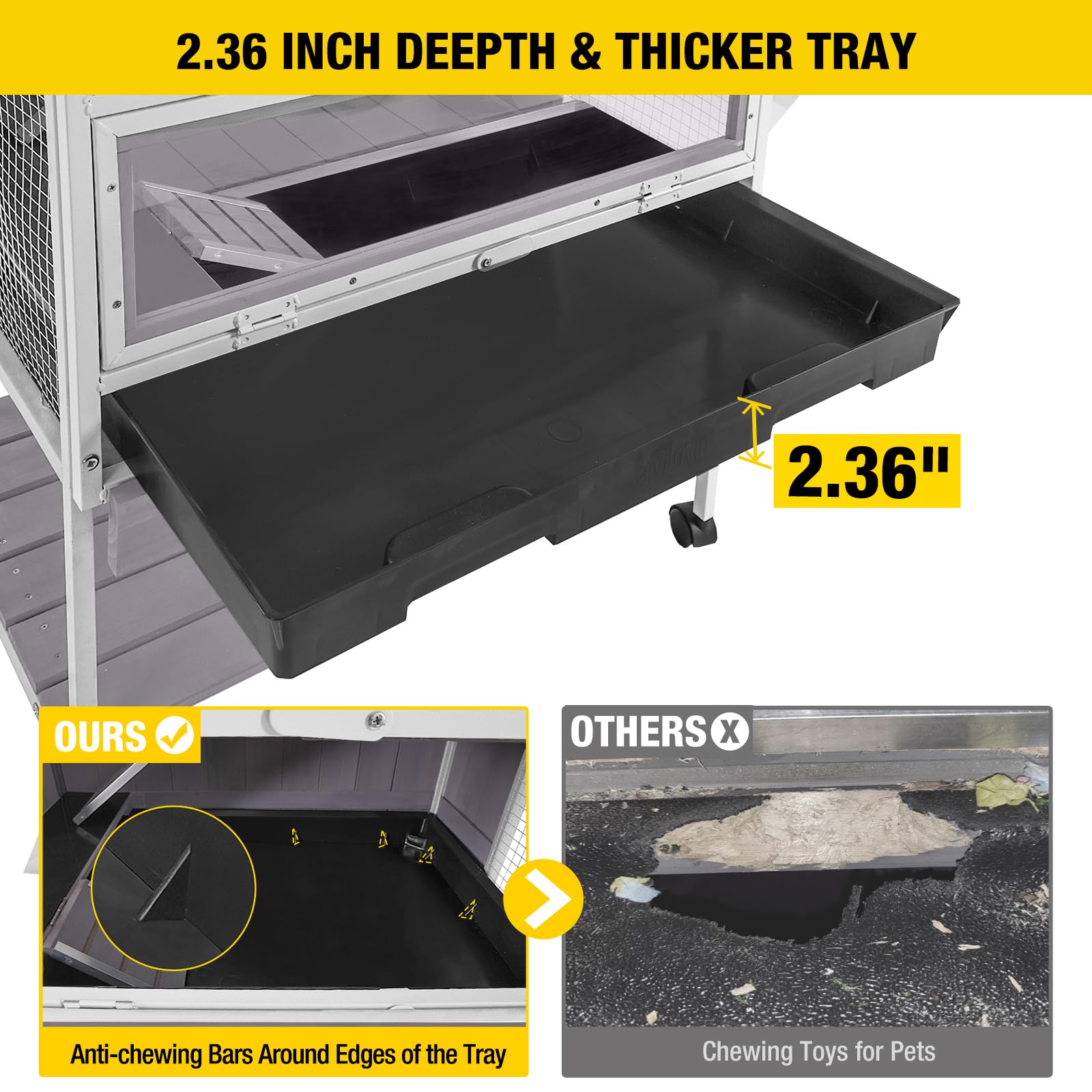 Hamster Cage Large Guinea Pig Cage With Metal Frame Movable Rat Habitat With Aluminium Alloy Edge,Plastic Deep Not Leakage Pull