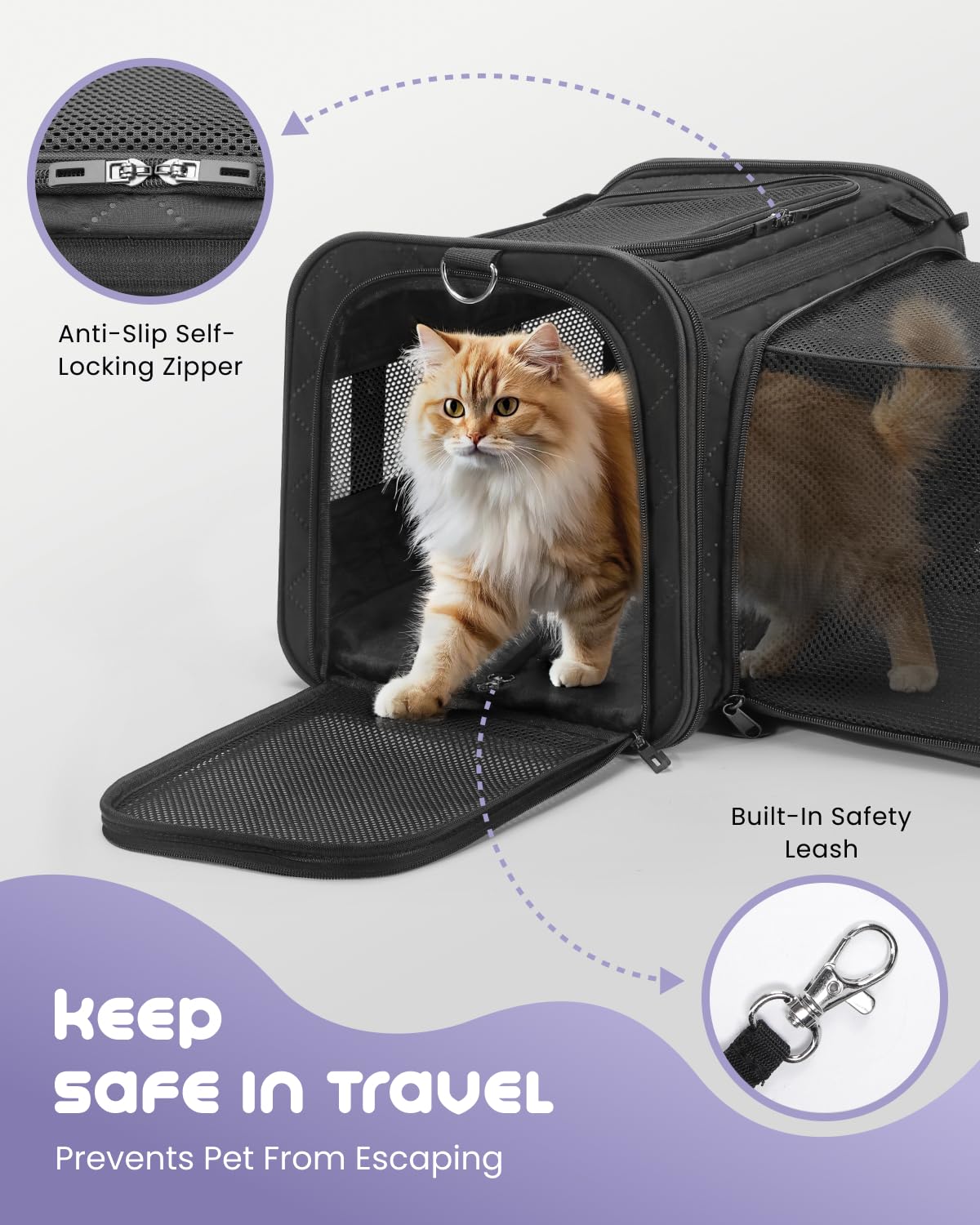 Midog Cat Carrier For Small To Medium-Sized Cats,Up To 15 Lbs,Tsa Airline Approved Soft Sided Pet Carrier,Collapsible Travel Cat