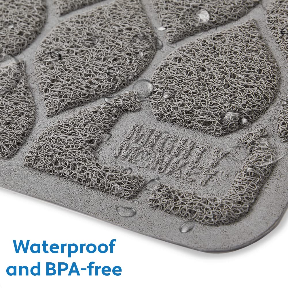 Mighty Monkey Waterproof Bpa Free Cat Litter Box Trapping Mat, Easy Clean Floors, Textured Baking, Soft On Sensitive Kitty Paws, Cats Accessories, Less Waste, Stays In Place, 24X17, Slate Gray
