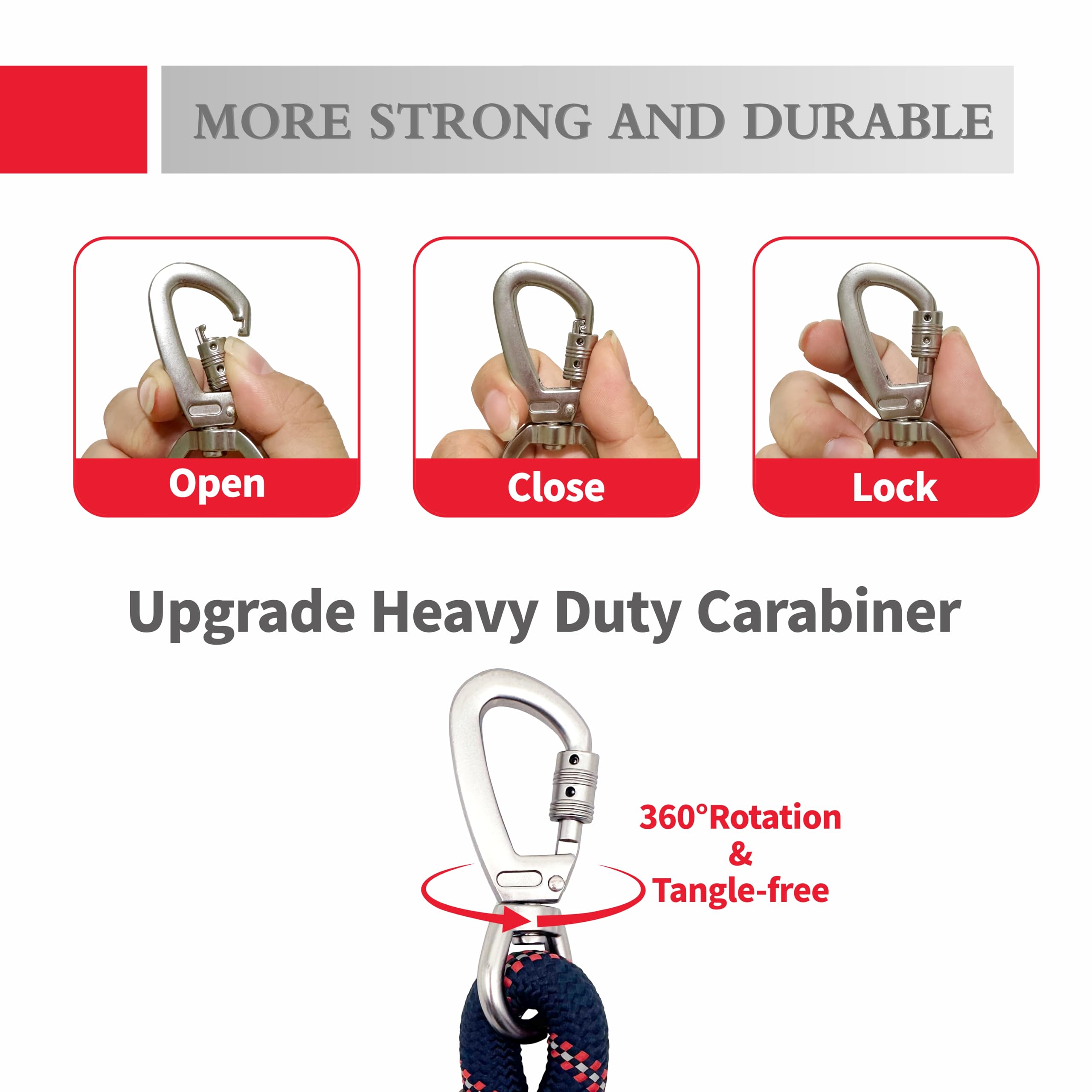 Vozrels Dog Leash Heavy Duty 5Ft, Double Handle Dog Leash With Padded Handle For Traffic Control, Reflective Rope Leashes With C