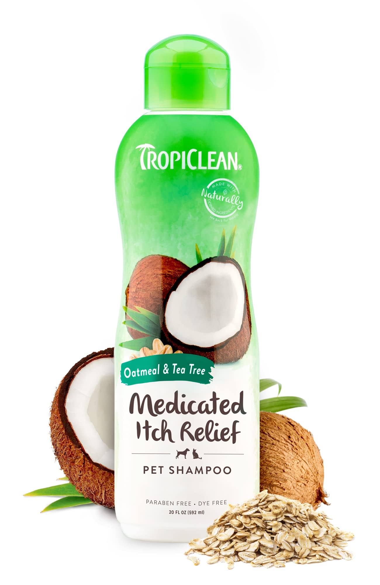 Tropiclean Oatmeal Dog Shampoo For Itchy Skin Relief, Soothing Medicated Itch Relief, With Vitamin E, Puppy Safe, Made In Usa, Cat Friendly, 20 Oz.