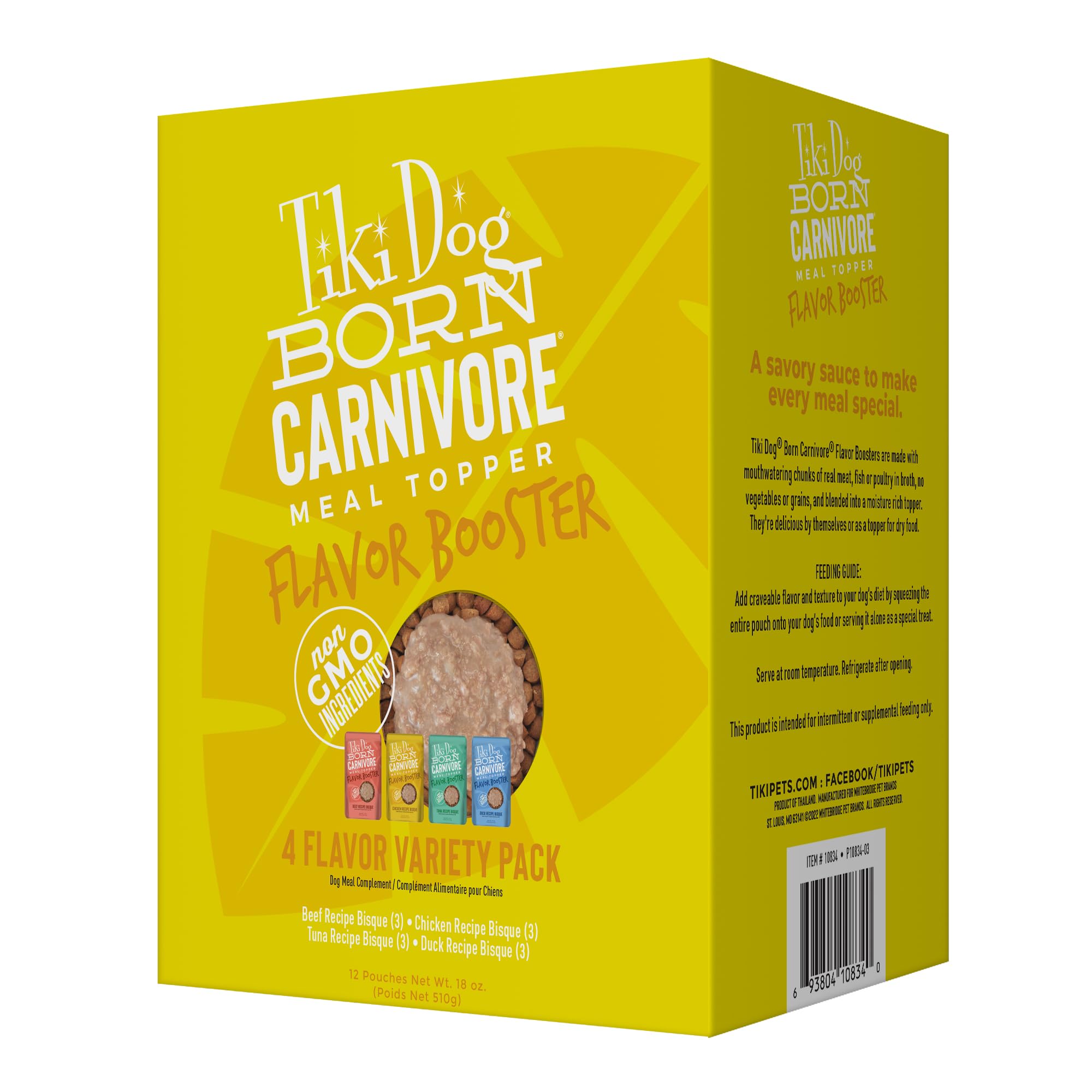 Tiki Dog Born Carnivore Flavor Booster, Variety Pack, Grain Free Wholesome Dog Food Additive, Meal Topper for All Dog Breeds and