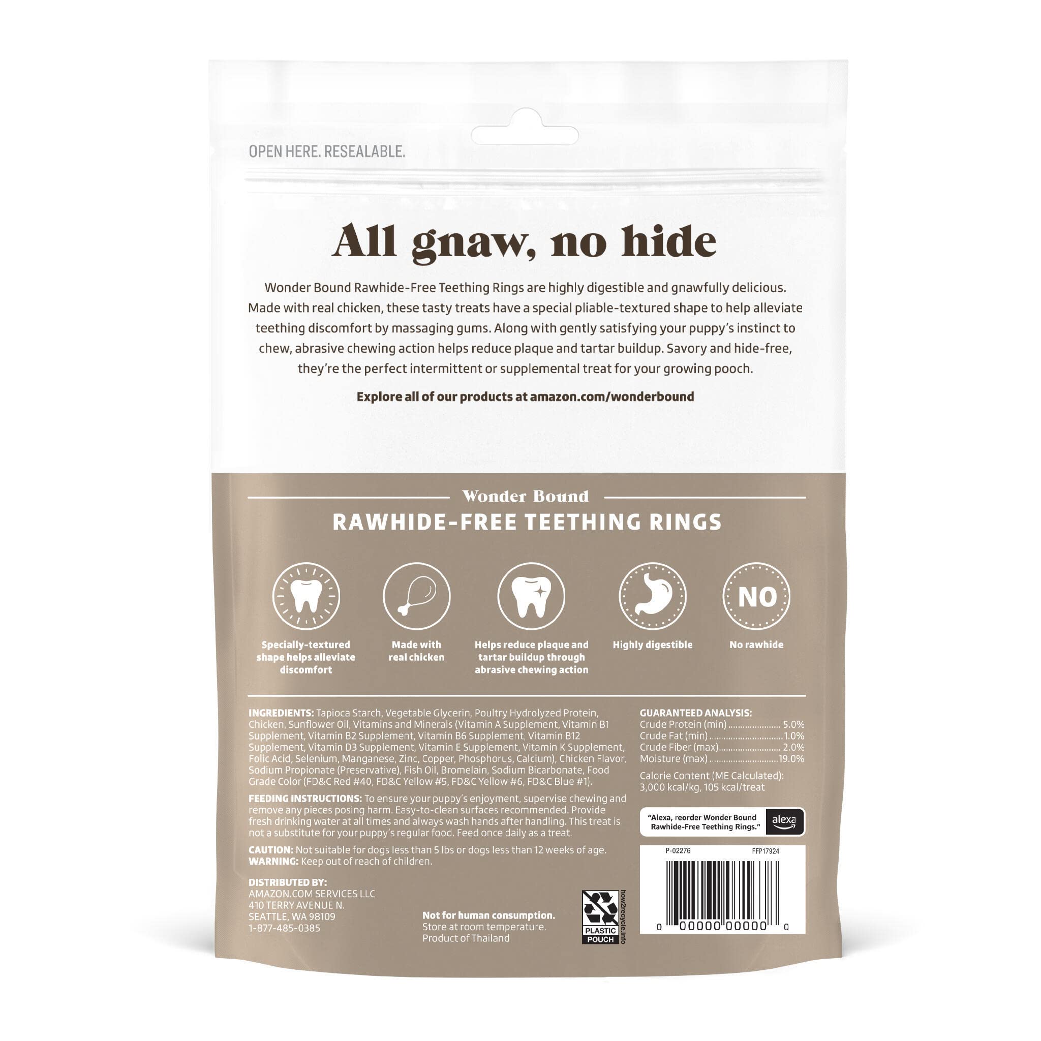 Wonder Bound Chicken Flavor Rawhide-Free Puppy Teething Rings, Made With Real Chicken, Tasty Dental Health Chews for Plaque & Ta