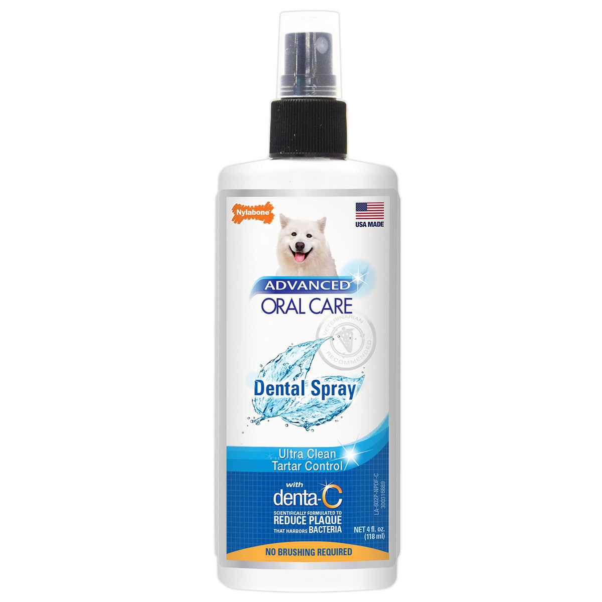 Nylabone Advanced Oral Care Pet Dental Spray, Liquid Tartar Remover & Breath Freshener For Dogs, Dog Teeth-Cleaning, 4 Oz.