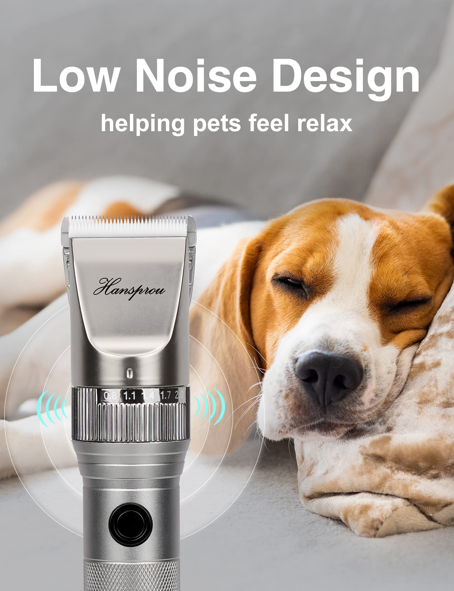 Hansprou Dog Grooming Clippers High Power Dog Clipper For Thick Heavy Coats Low Noise Plug-In Pet Trimmer Pet Professional Groom