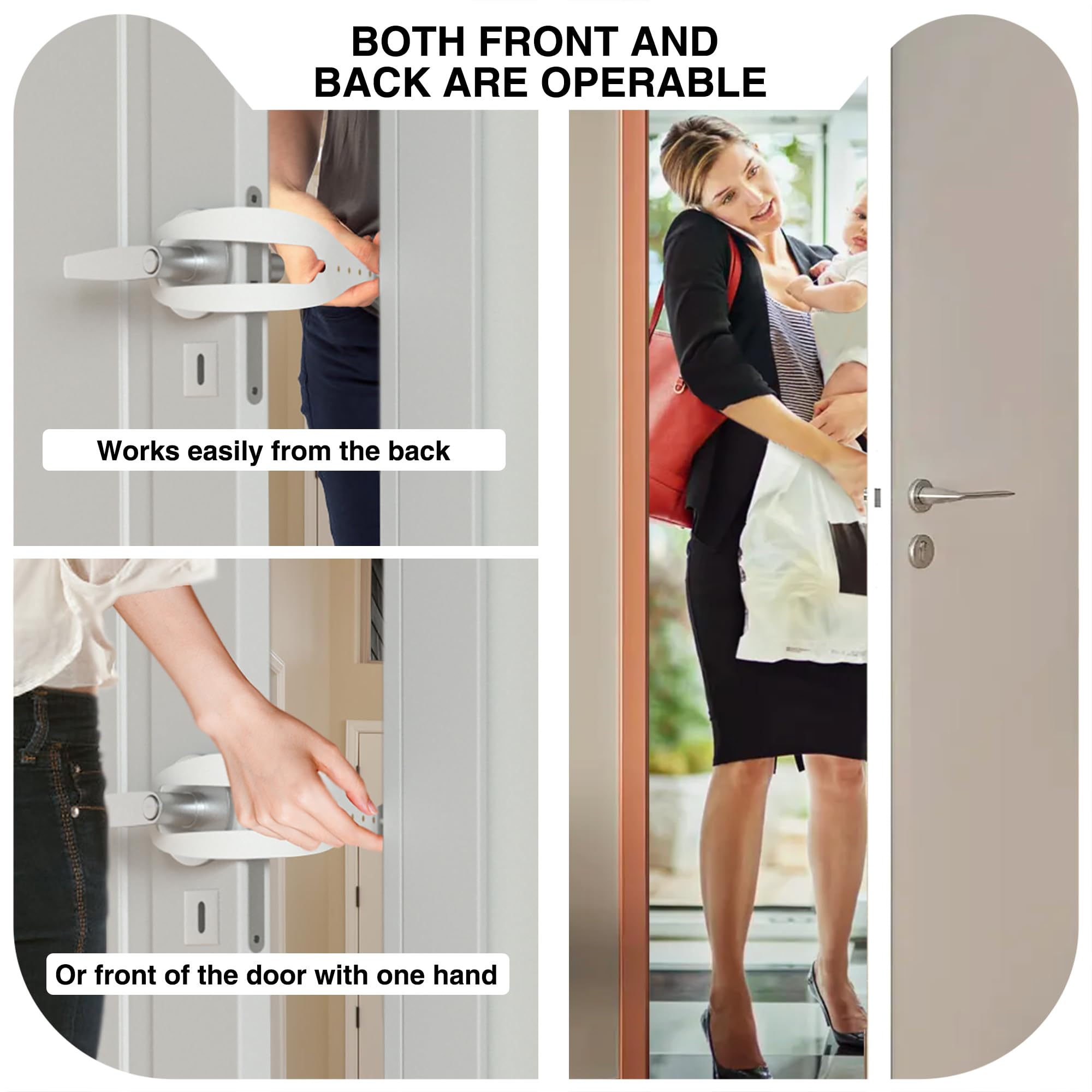 Cat Door Latch, 2Pcs Cat Door Stopper Pet Door Latch To Keep Dog Out Of Litter Box, 5 Adjustable Size Strap 2.5-6' Wide Alternative Of Pet Gates And Interior Cat Door, Easy To Install, White