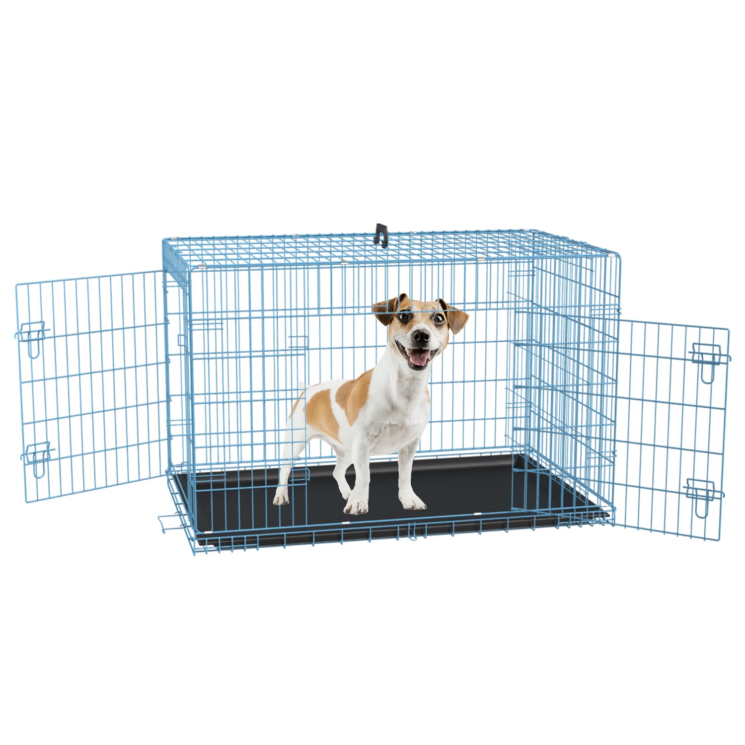 24,30,36,42,48 Inch Dog Crate for Large Dogs Dog Cage Dog Kennel Pet Crate Folding Metal Pet Cage Double Door Leak-Proof Plastic