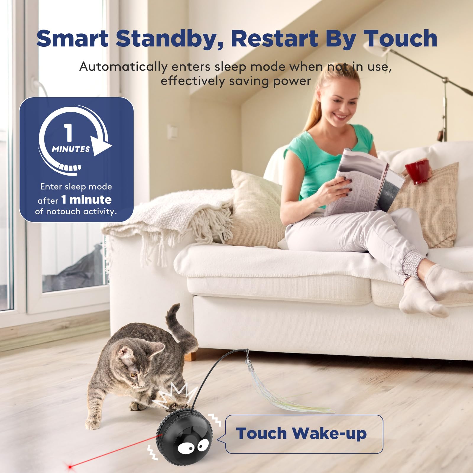 Aiperro Cat Toys For Indoor Cats, Innovative Interactive Cat Toy Ball With Bird Chirping, Usb Rechargeable Automatic Exercise Ro