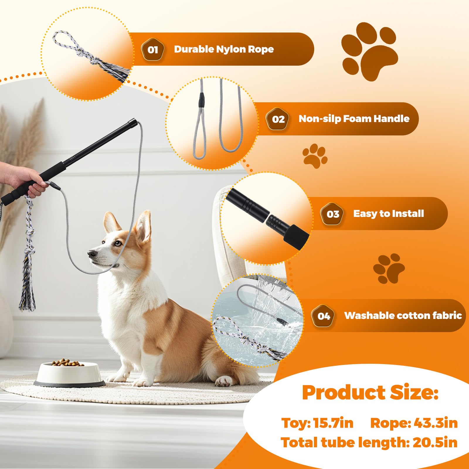 Pragmatist Outdoor Flirt Pole For Dog, Detachable Dog Flirt Pole Heavy Duty Sturdy Pet Toys For Outdoor Exercise & Training Dura