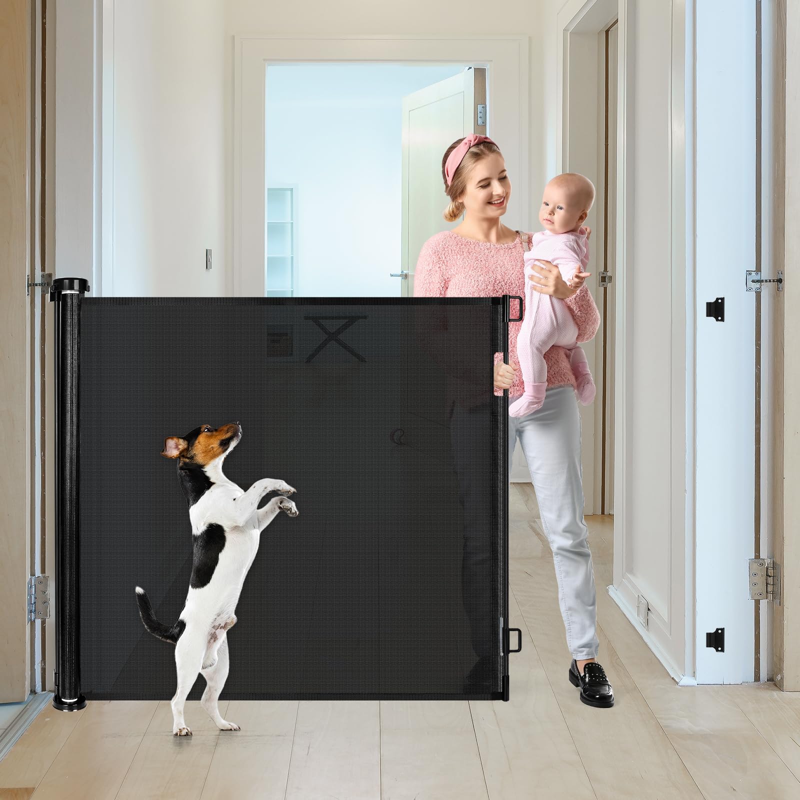 42'' Tall X 75'' Wide Extra Tall Dog Gate Tall Dog Gates for Doorways Dog Gates for The House Extra Tall Retractable Baby Gates 