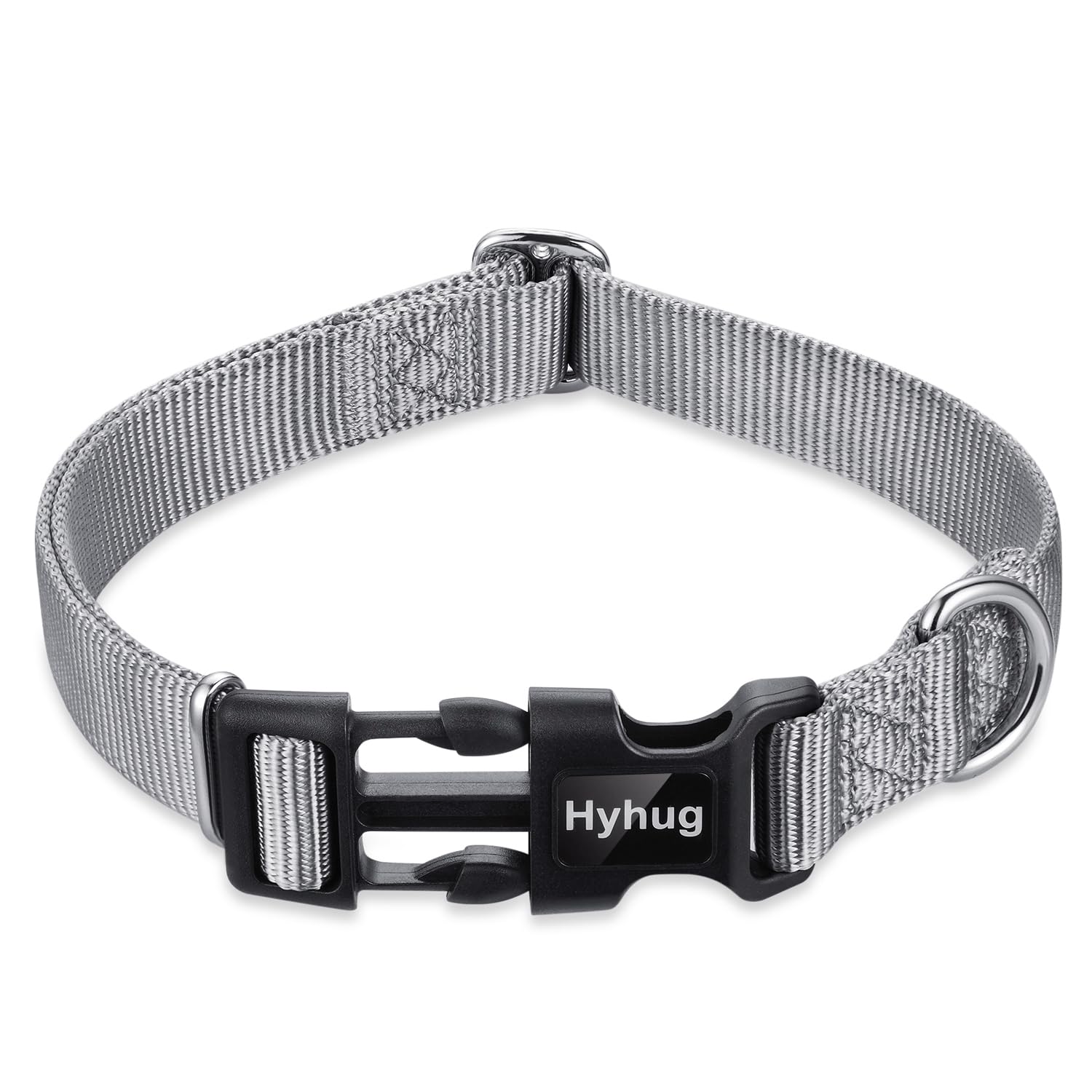 Hyhug Pets Solid Color Classic Regular Tough Basic Collar For Medium Dogs, Unique Design Adjustment Triglide Slide (Buckle) Can