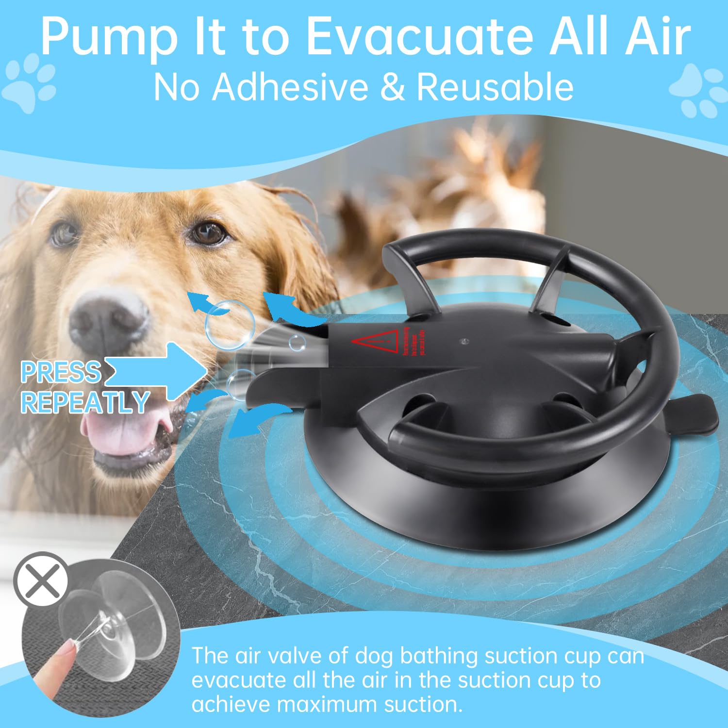 Hlogree Heavy Duty Dog Bathing Suction Cup For Large Dog Within 110Lbs, Pet Dog Cat Bath Holder Suction Cup Anchor For Grooming
