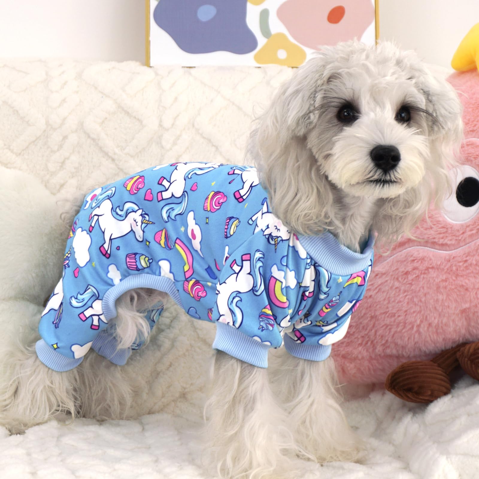 Xpudac 4 Pack Dog Pajamas For Small Medium Dogs, Strechy Soft Puppy Clothes For Doggie Girl Boy Pet Jumpsuit, Cat Onesie-Xl