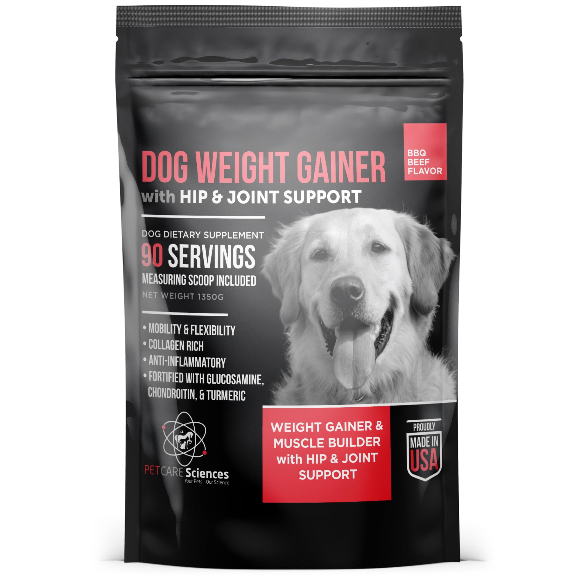 PET CARE Sciences Dog Weight Gainer with Hip and Joint Support - Weight Gain Supplements for Dogs - Canine and Dog Muscle Builde