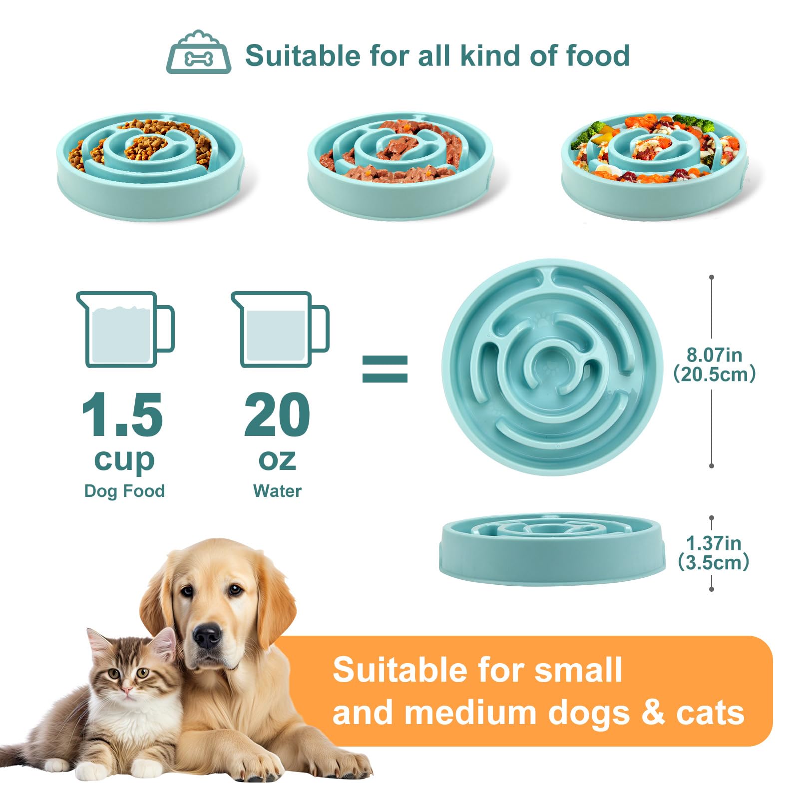 Slow Feeder Dog Bowls Puzzle Dog Bowl with Anti-Slip Slow Feeder & Non-Slip Design, Boredom and Anxiety Reducer Suitable for All